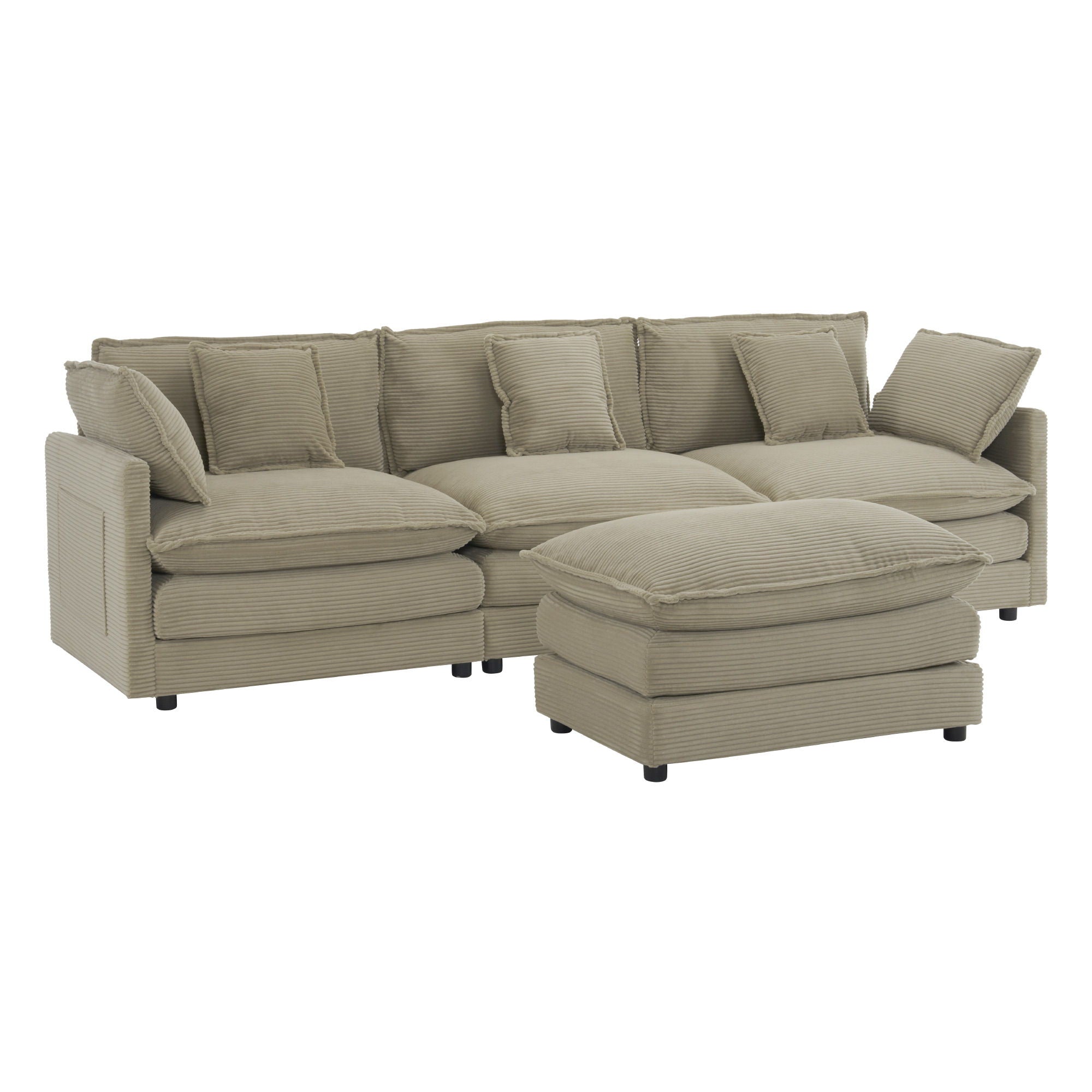 Modern Modular Sectional Sofa With Side Storage Pockets For Living Room
