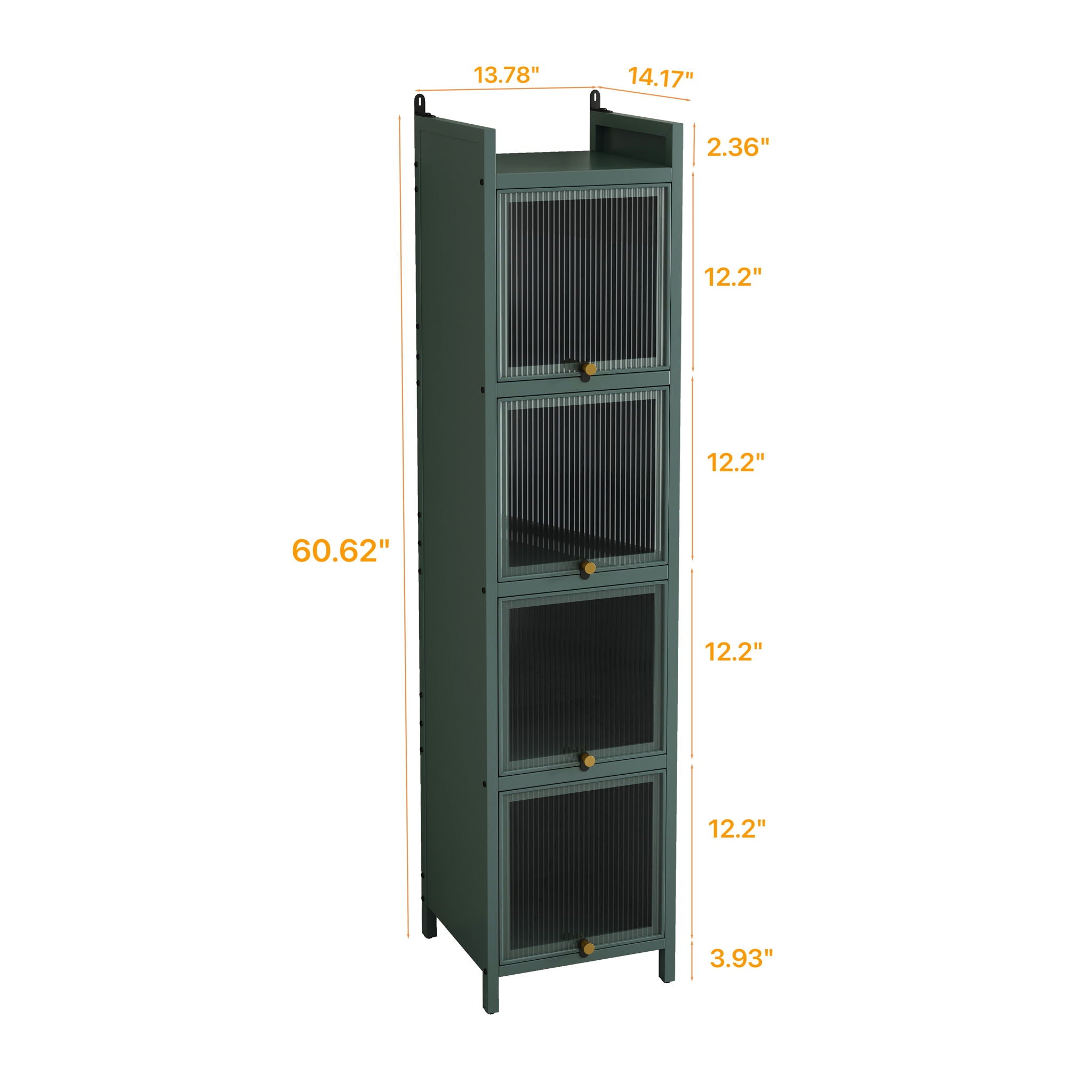 Glass Door Cabinet With Tier Storage