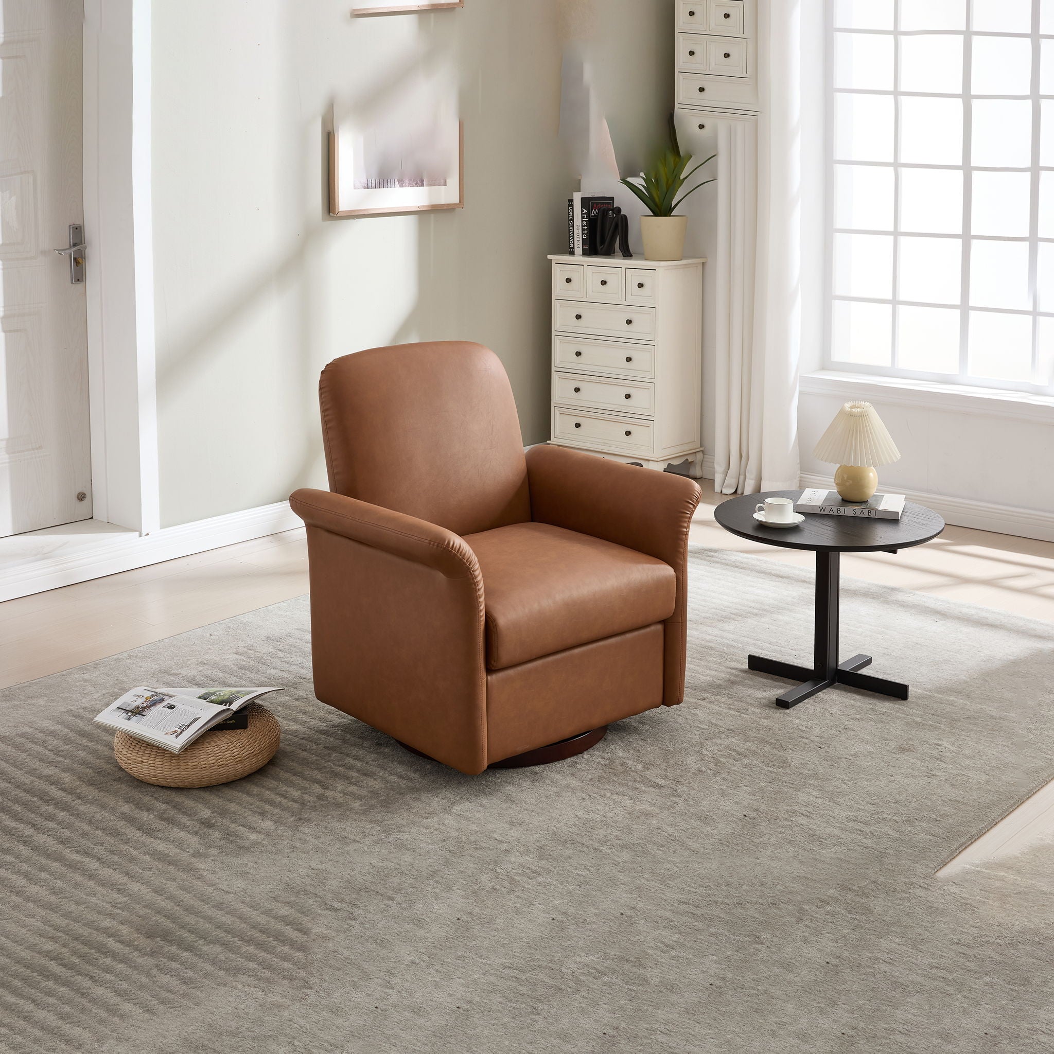 Modern Swivel Barrel Accent Chair With Base