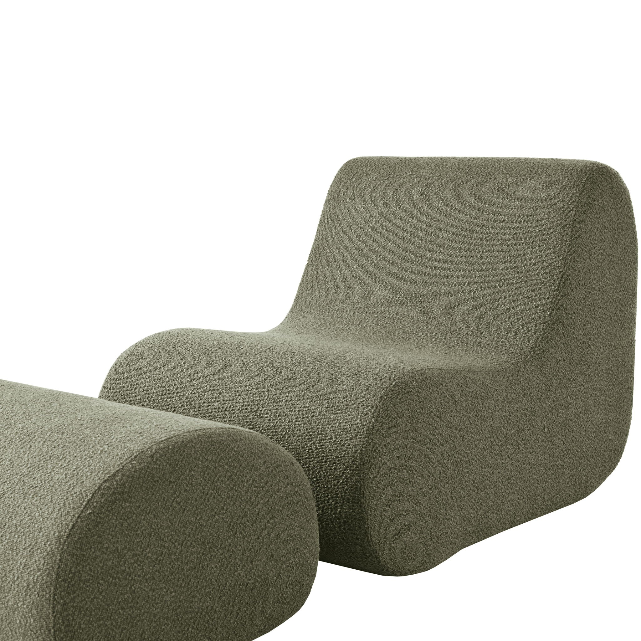 Curved Lounge Chair With Ottoman And High Resilience Foam