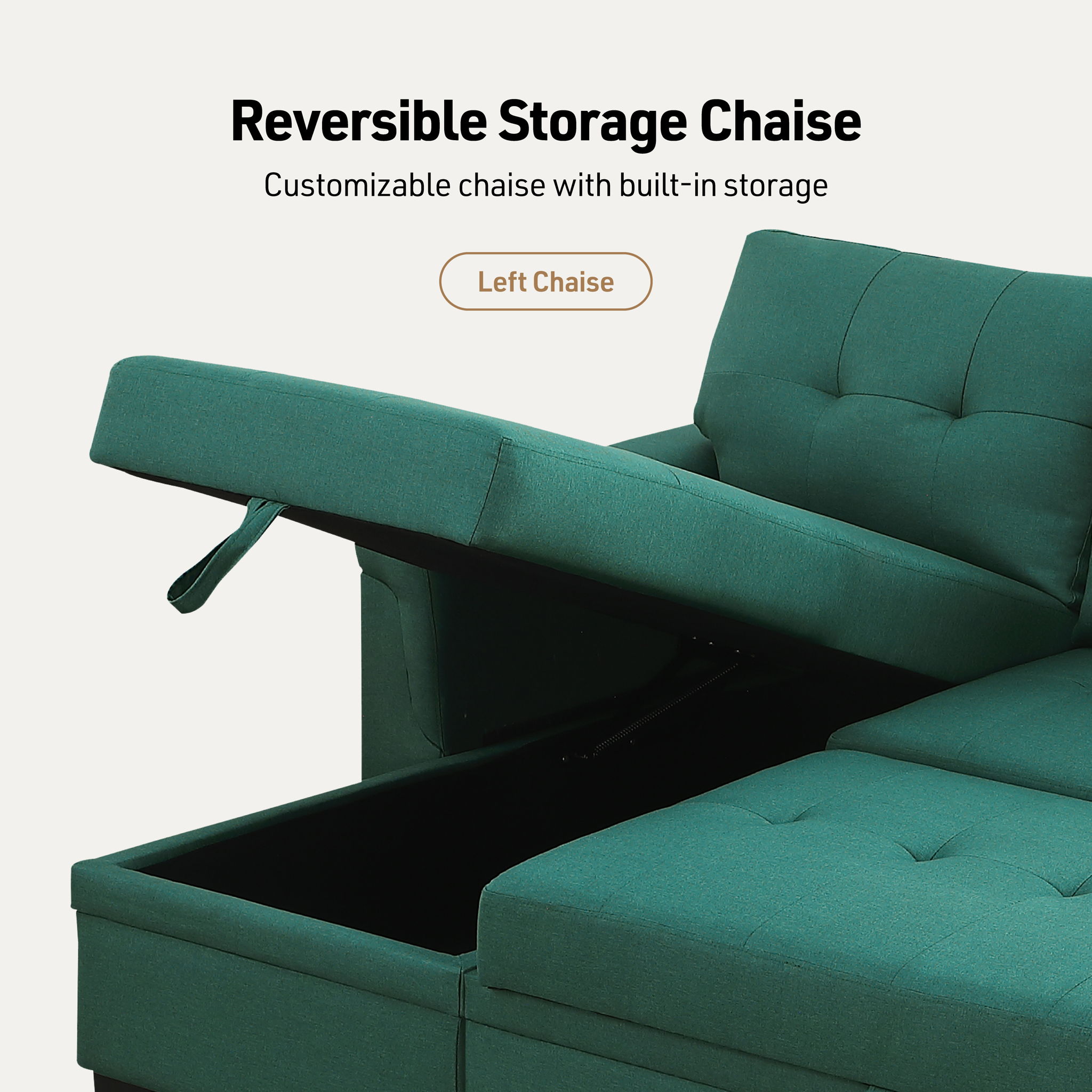 Lucca - Linen Reversible Sleeper Sectional Sofa With Storage Chaise