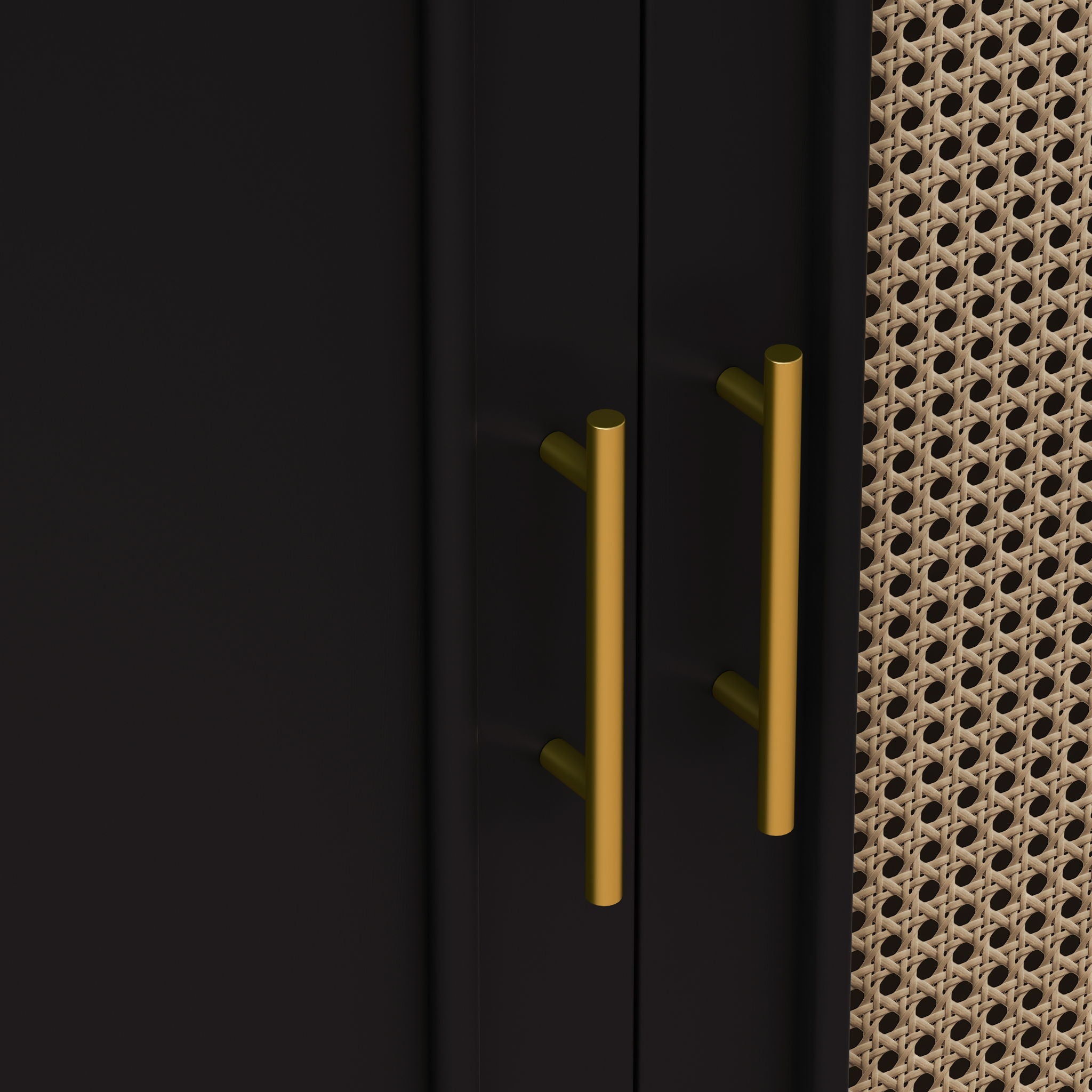 Vintage 4 Door Cabinet For Living Room - Black