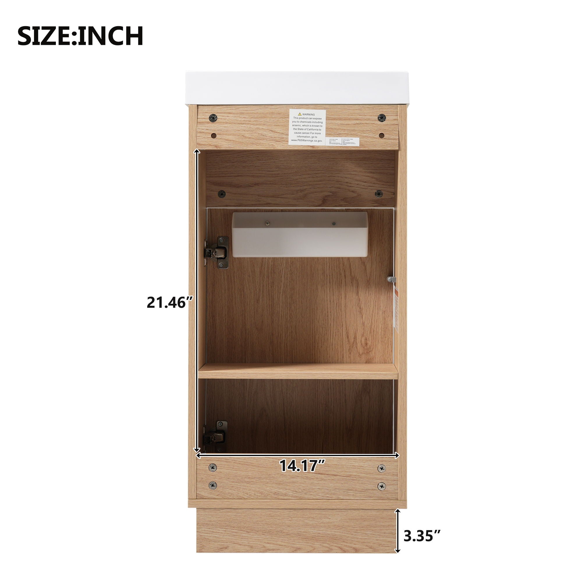 15.75" Bathroom Vanity With Reversible Resin Sink And Cabinet - Wood