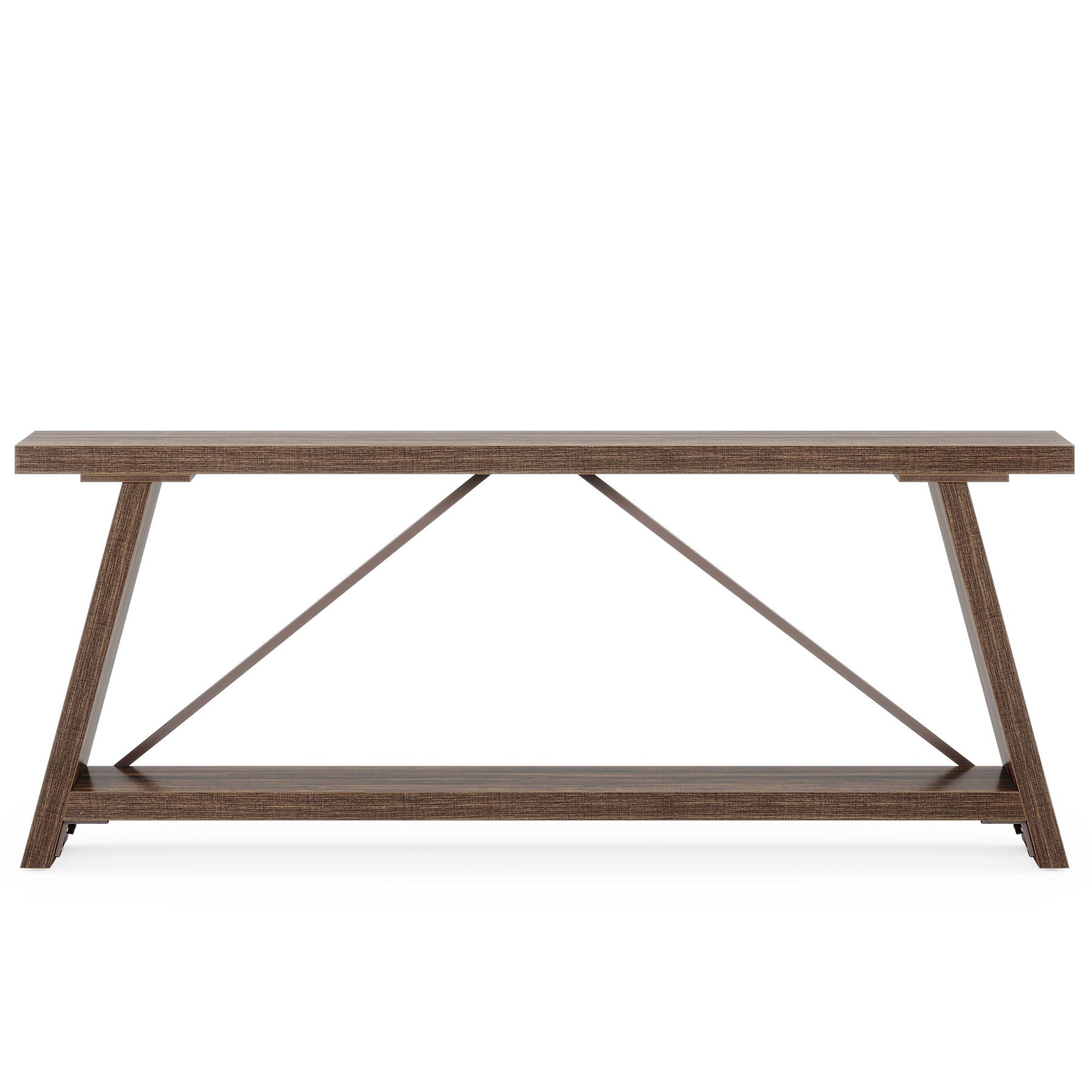 Extra Long Sofa Table With Storage For Living Entryway - Dark Walnut