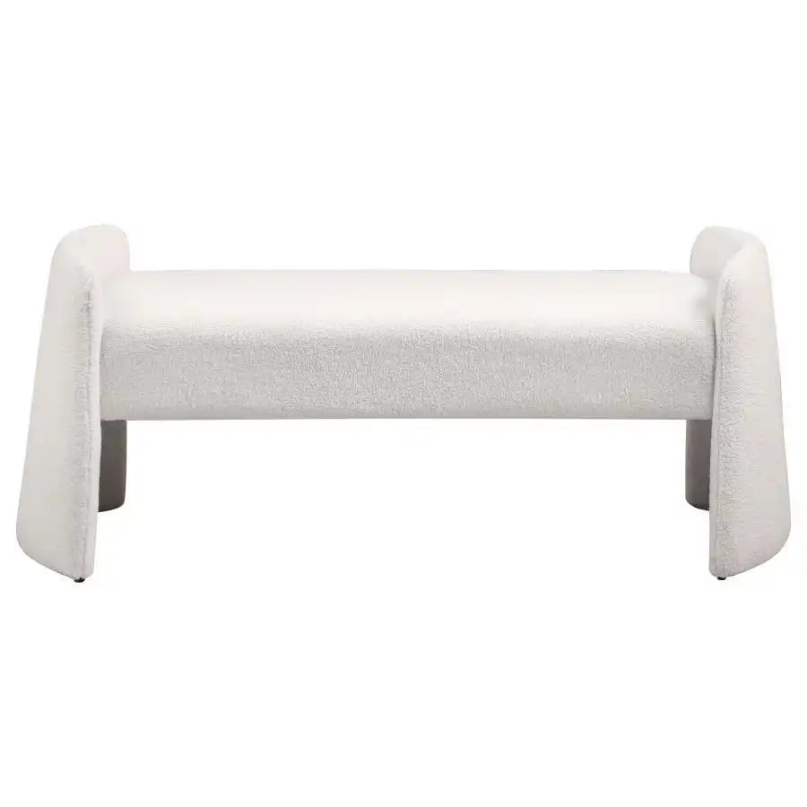 Peoria - Velvet Upholstered Accent Bench - Ivory - Best Buy Furniture