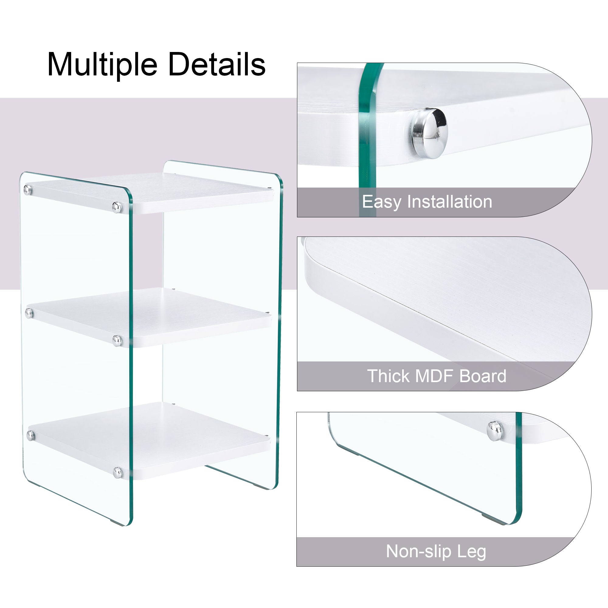 Modern 3 Layer Bedside Cabinet With Storage Function