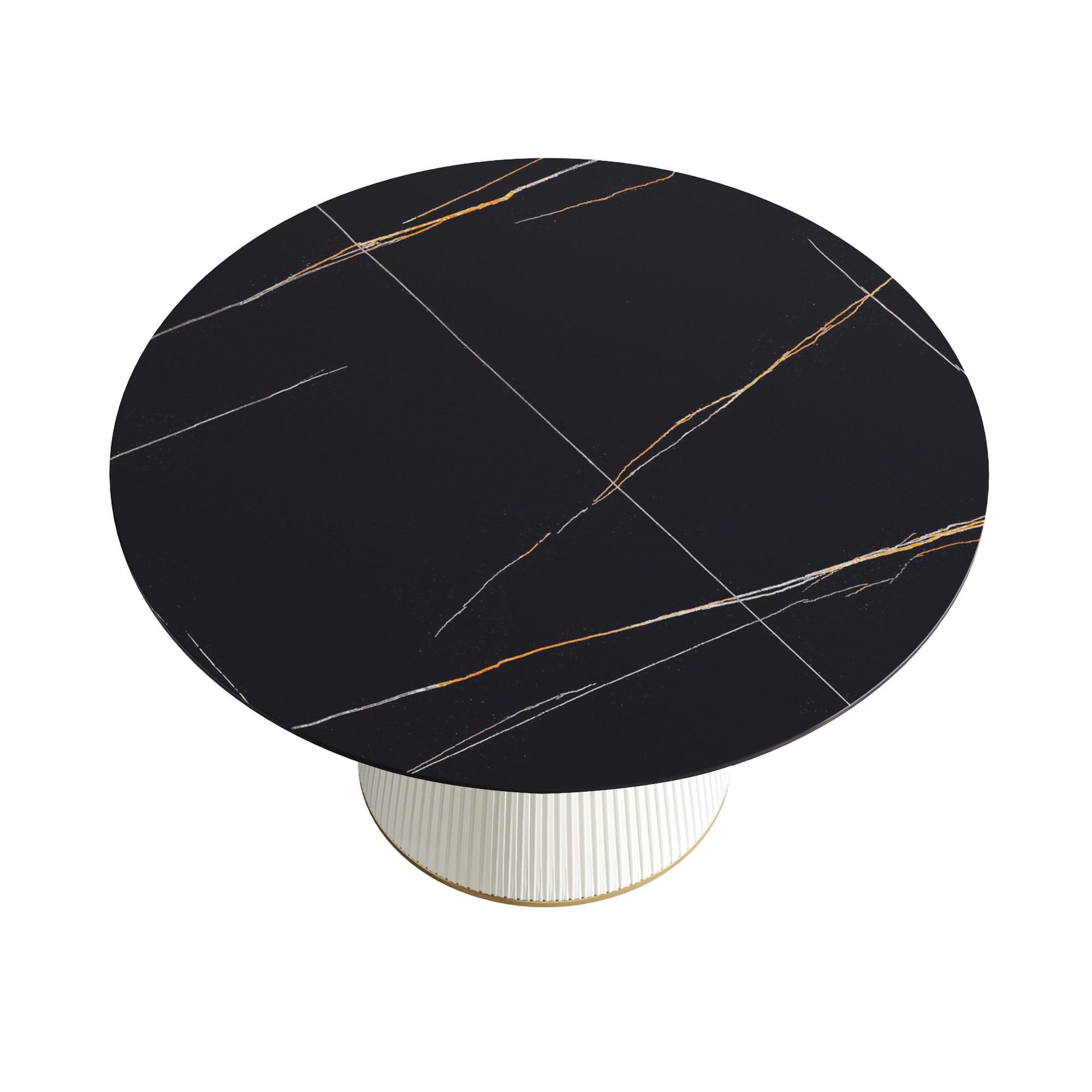 Modern Artificial Stone Round Plywood Base Dining Table, Can Accommodate 6 People, (Not Including Chairs) - Black / Beige - Best Buy Furniture