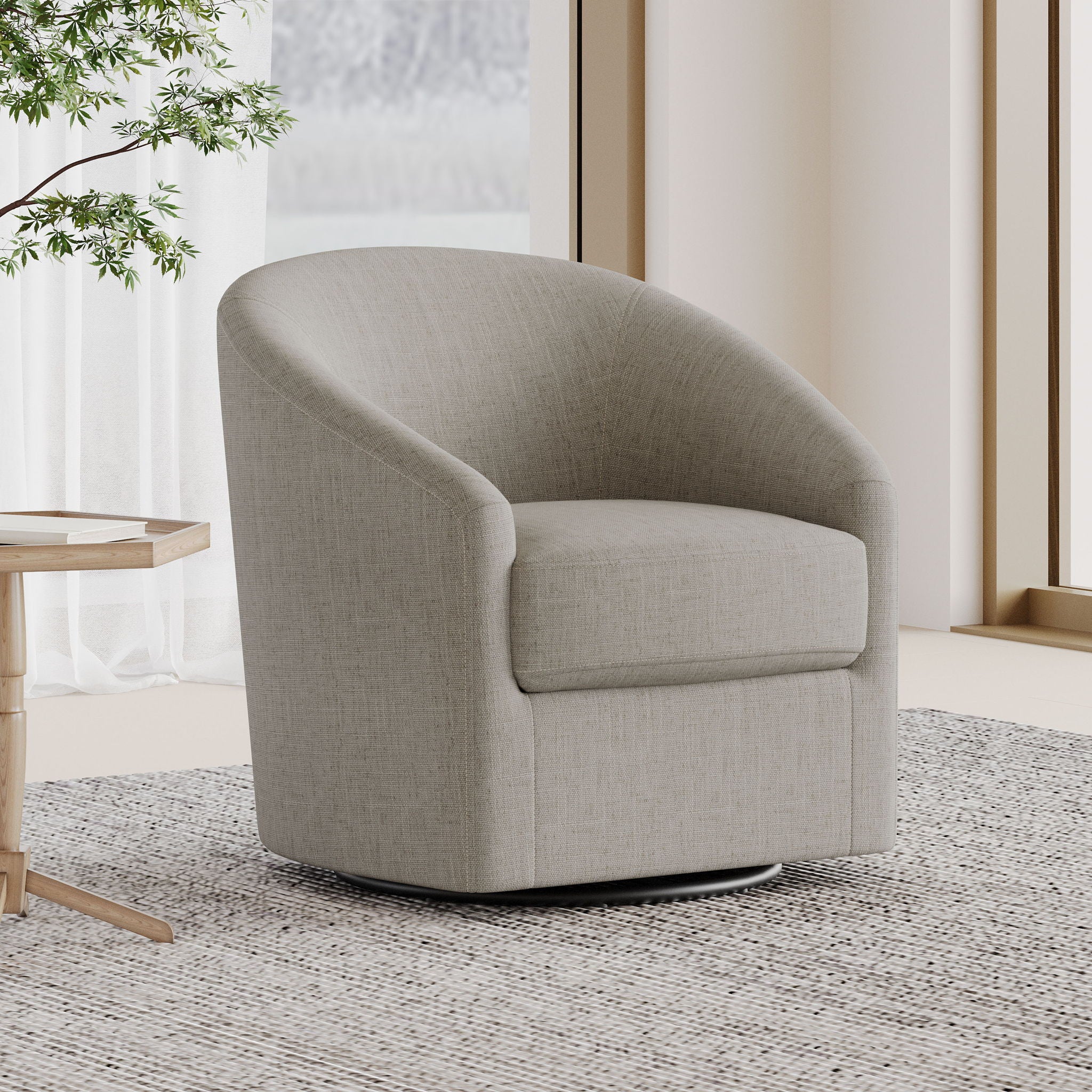 Contemporary Swivel Glider Chair With 360 Degree Rotation