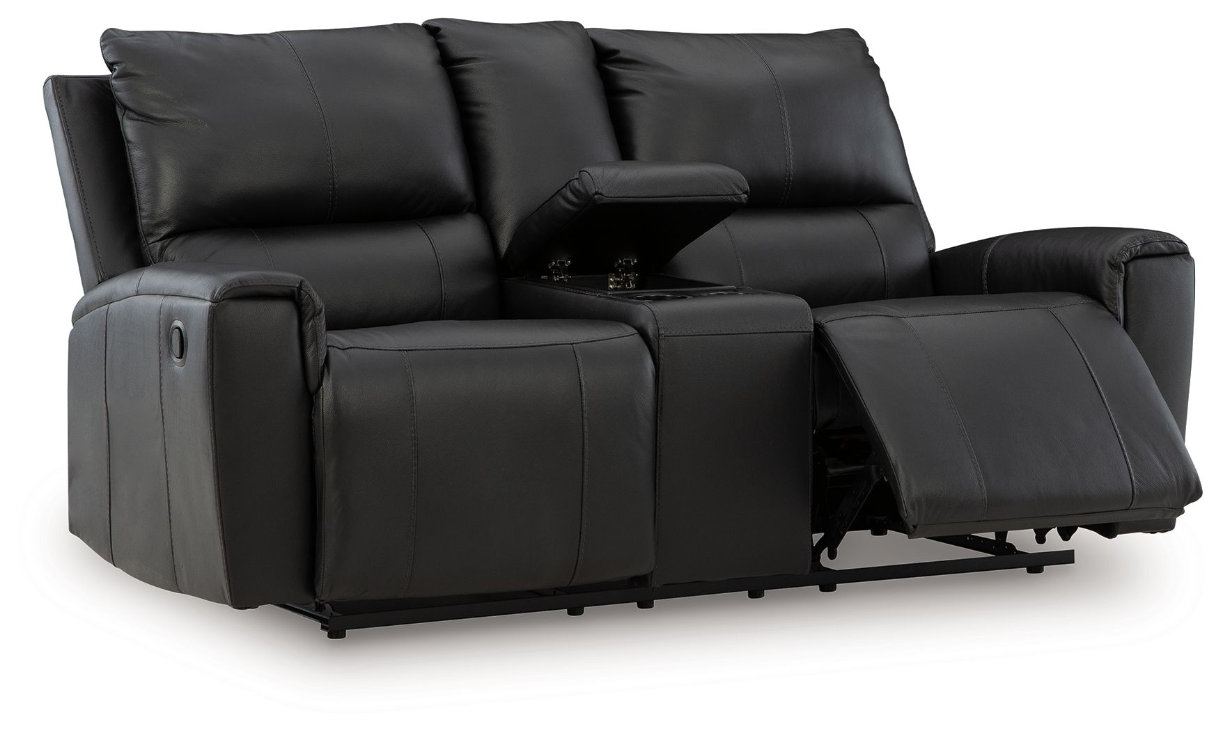 Glossmore - Reclining Loveseat With Console - Black - Best Buy Furniture