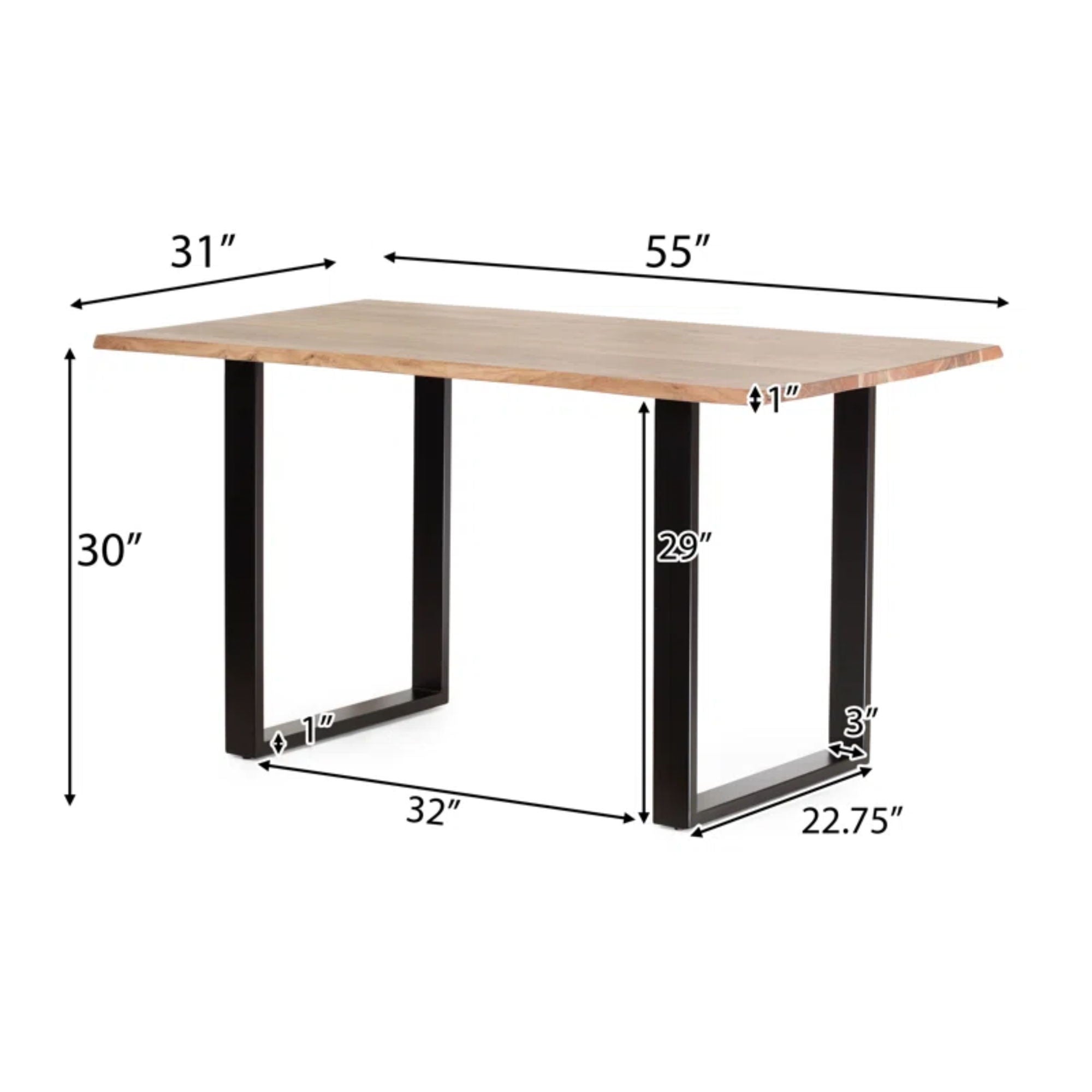 Mid Century 5 Piece Dining Set With Upholstered Metal Leg Chairs And Solid Wood Top Table - Black / White / Natural