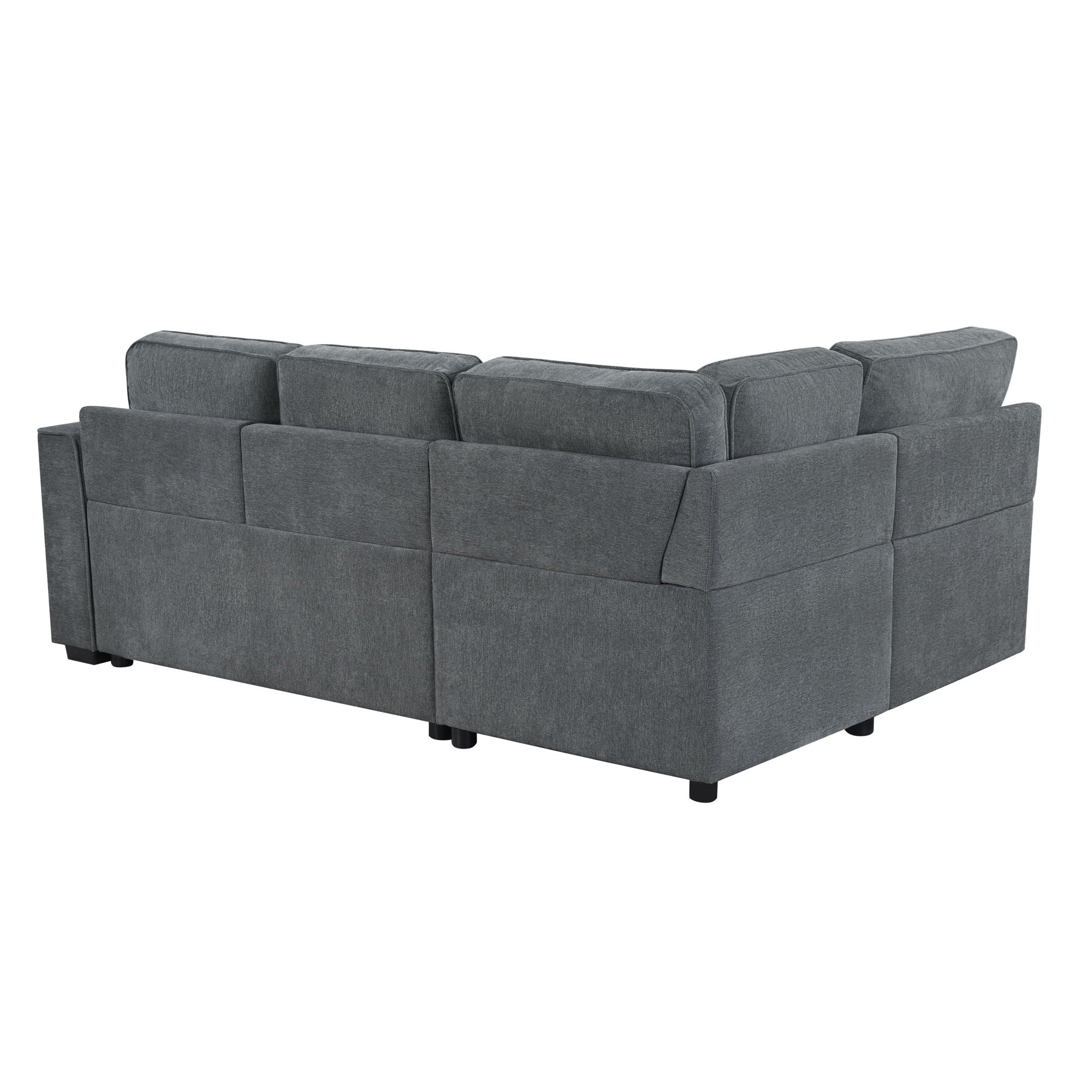 Convertible Sectional L-Shaped Sofa With Dual Pull-Out Sleepers, Flip-Top Table, USB Ports, Cup Holder & Storage - Best Buy Furniture