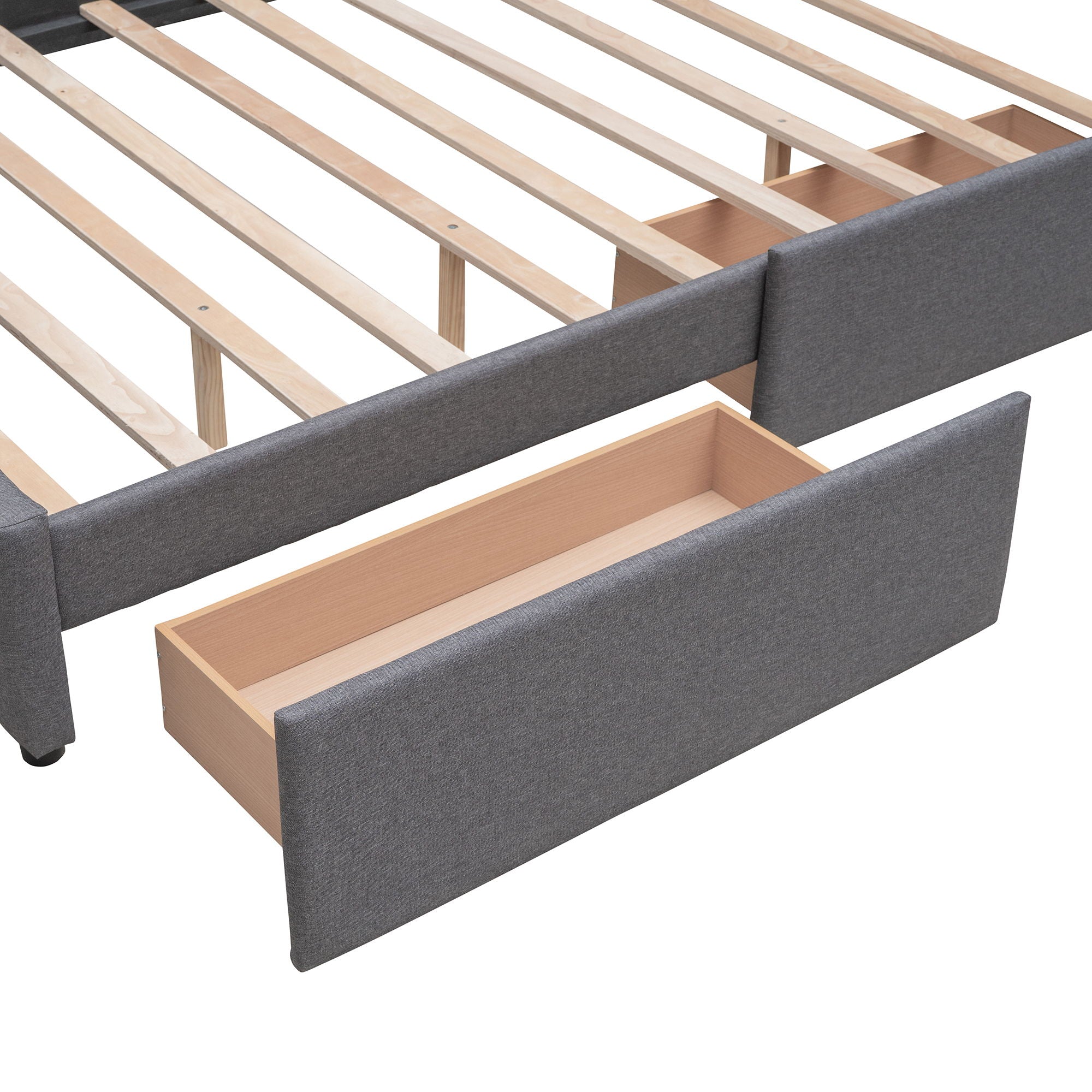 Upholstered Platform Bed With Classic Headboard And Drawers, No Box Spring Needed