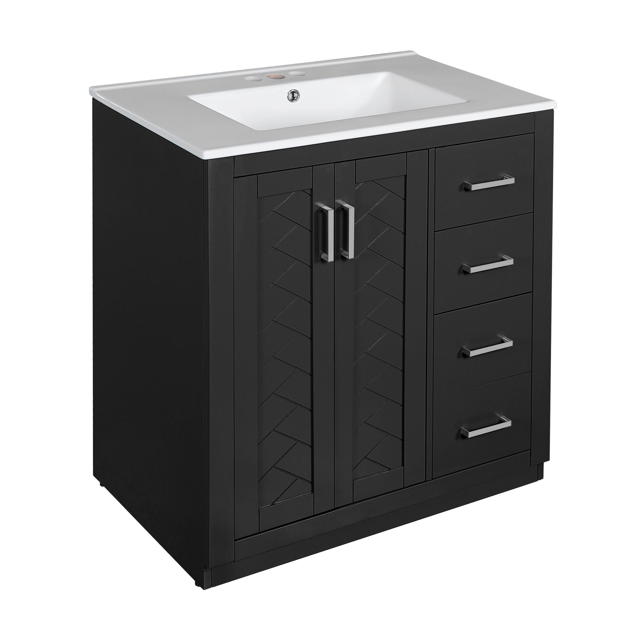 Bathroom Vanity With Sink, Storage Cabinet, Freestanding Set With 3 Drawers & Soft Closing Doors