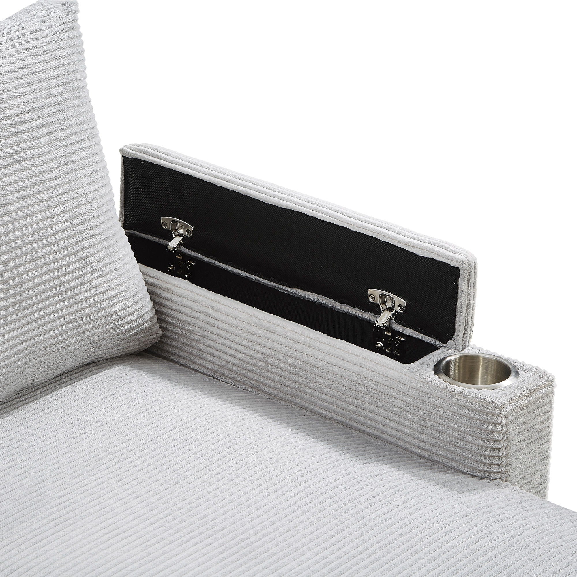 U Shaped Sectional Sofa Bed With Storage Chaise Lounges, USB Ports, And Cup Holders