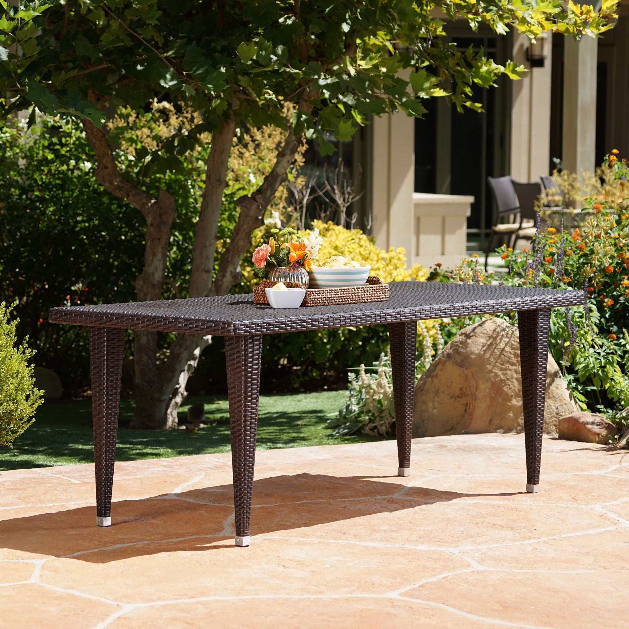 Reflect Outdoor Dining Table With Rattan Cover - Dark Gray