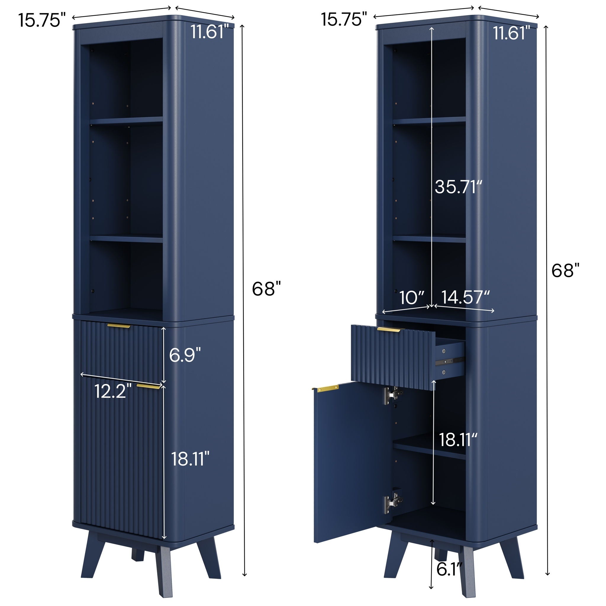 Tall Bathroom Storage Cabinet With Adjustable Shelves And 1 Drawer & Door