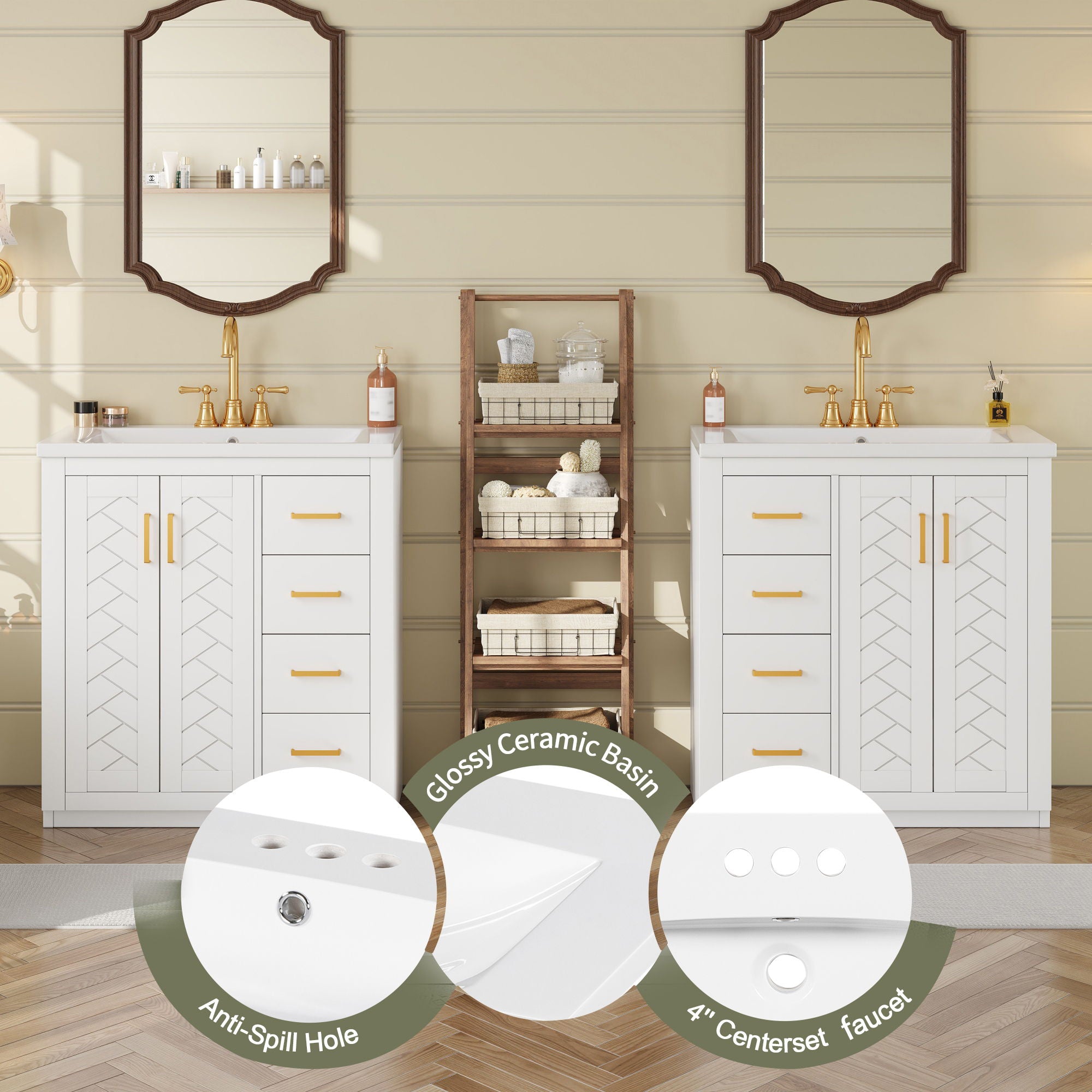 Bathroom Vanity Set With Sink, Storage Cabinet With Drawers & Soft Closing Doors