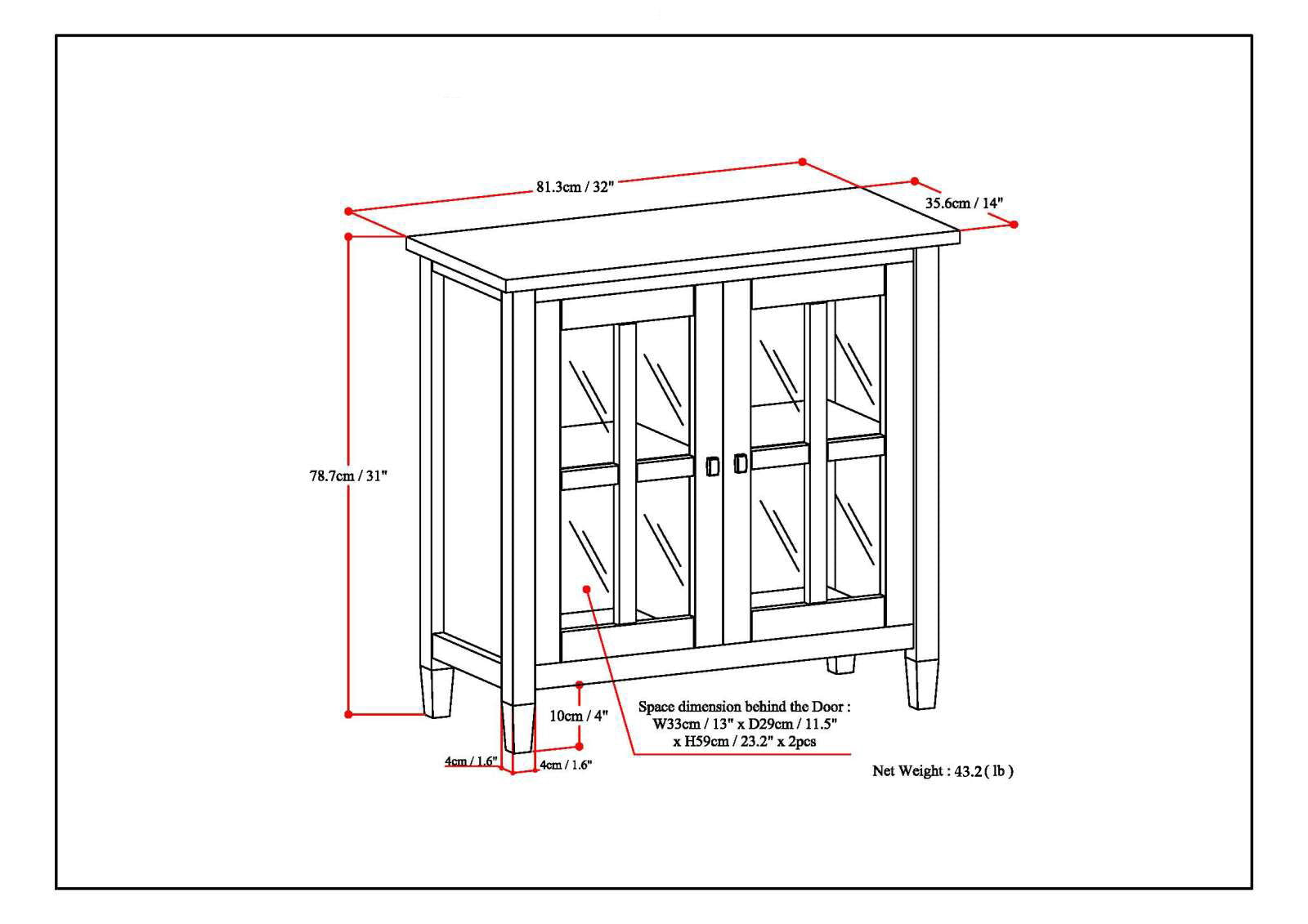 Warm Shaker - Handcrafted Low Storage Cabinet