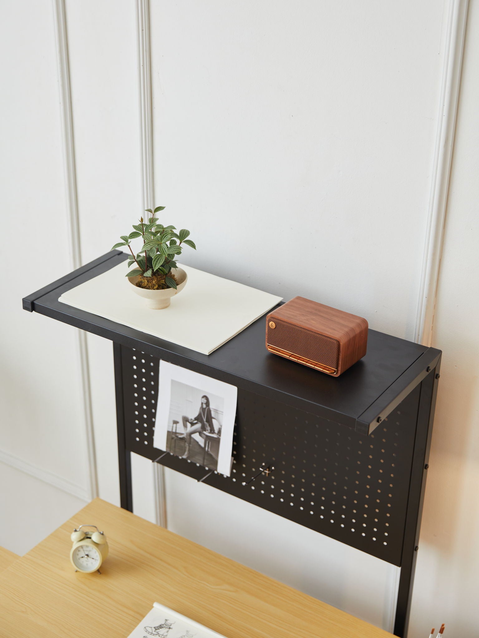 Drafting Table With Metal Perforated Board Pannel - Black / Brown - Best Buy Furniture