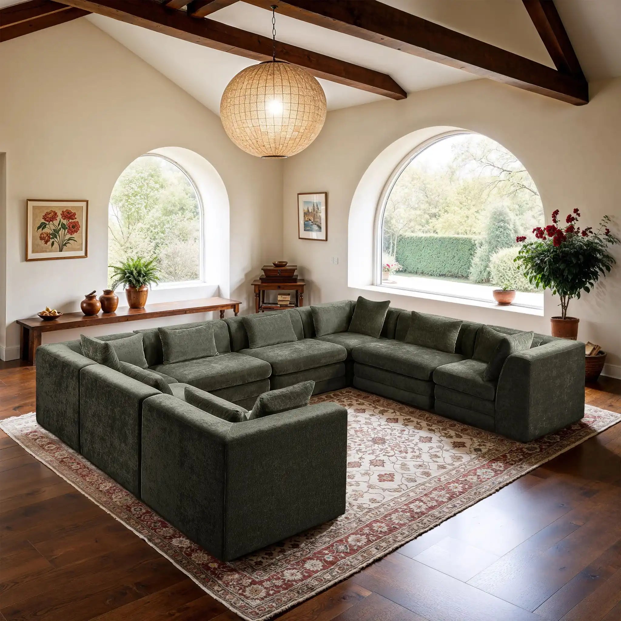 Stellar - 8 Piece Chenille Fabric Upholstered Modular Sectional