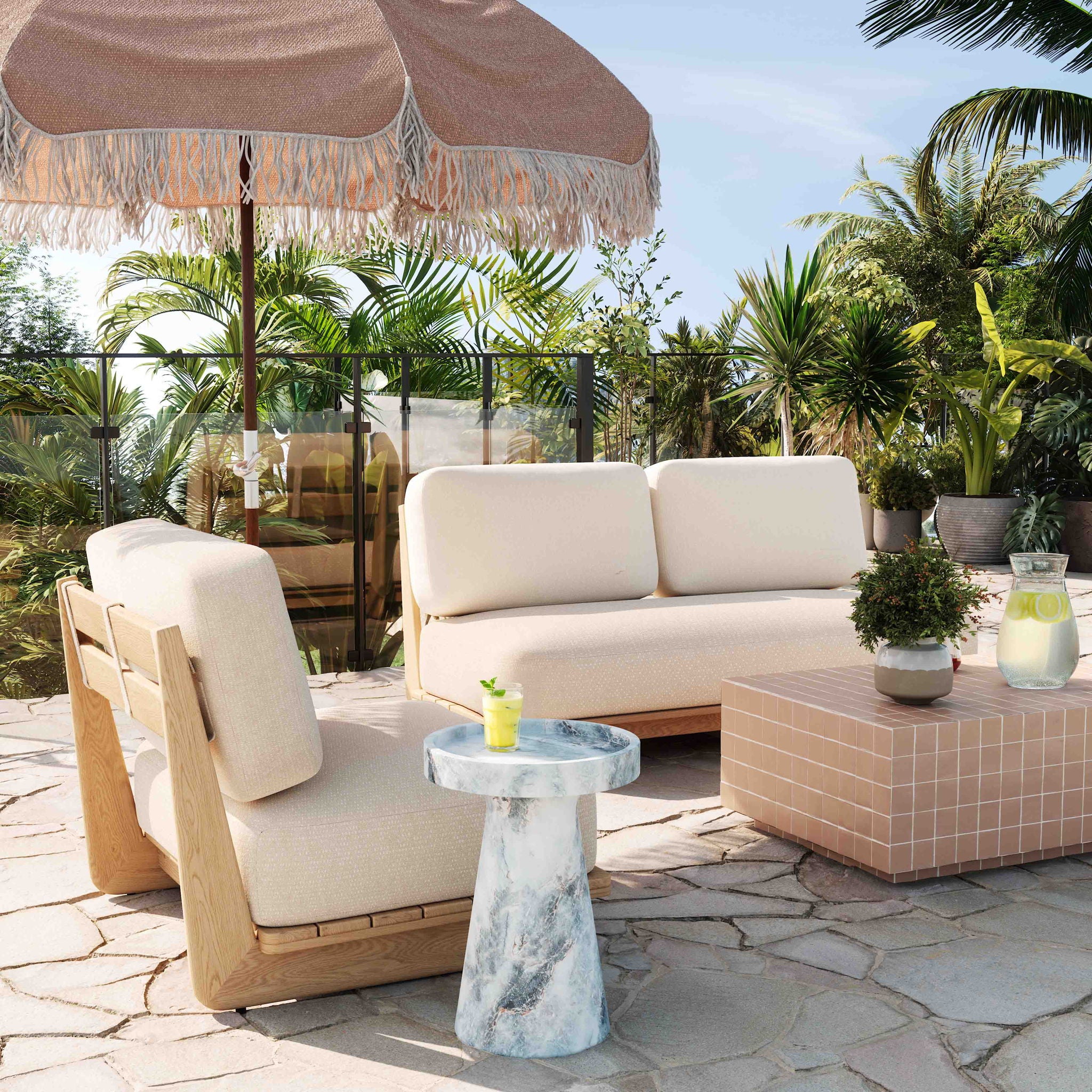 Reavan - Outdoor Lounge Sofa - Cream