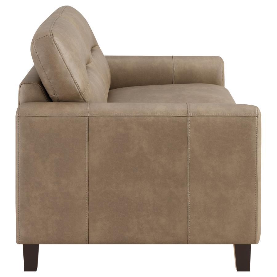Scotland - Faux Leather Upholstered Track Arm Loveseat