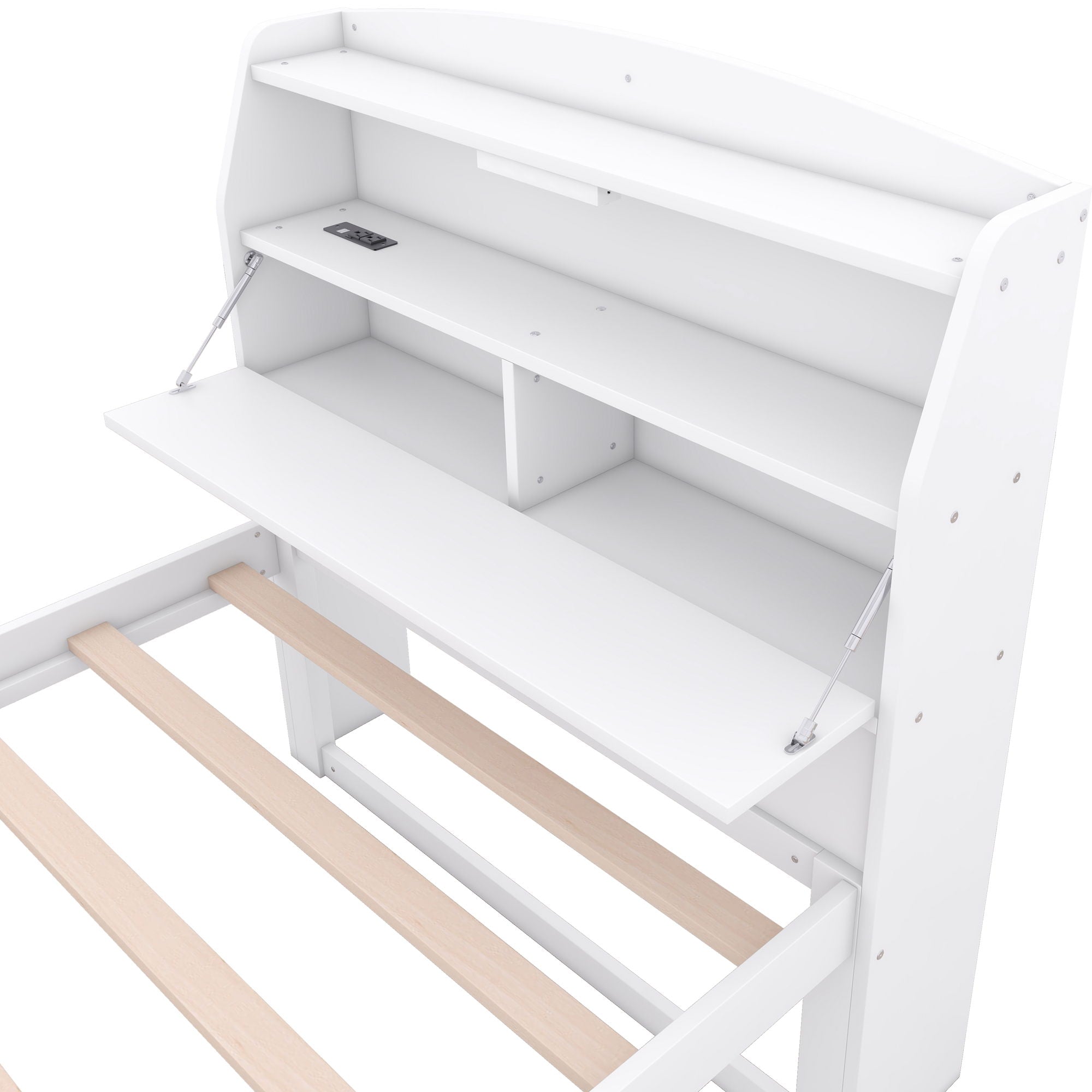 LED Platform Bed With Trundle With Storage Headboard With Drawers