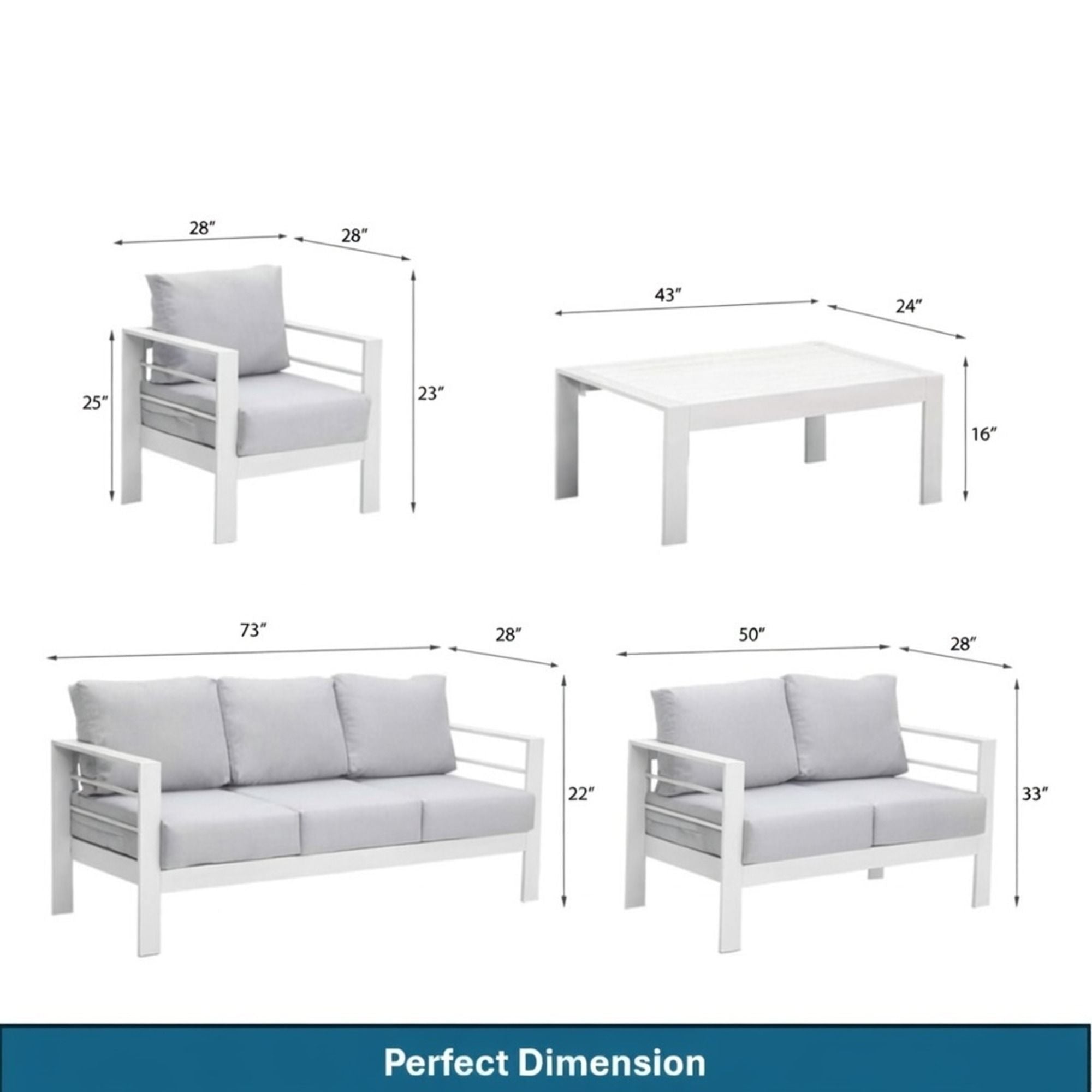 Outdoor Patio Set With All-Weather Thick Cushions