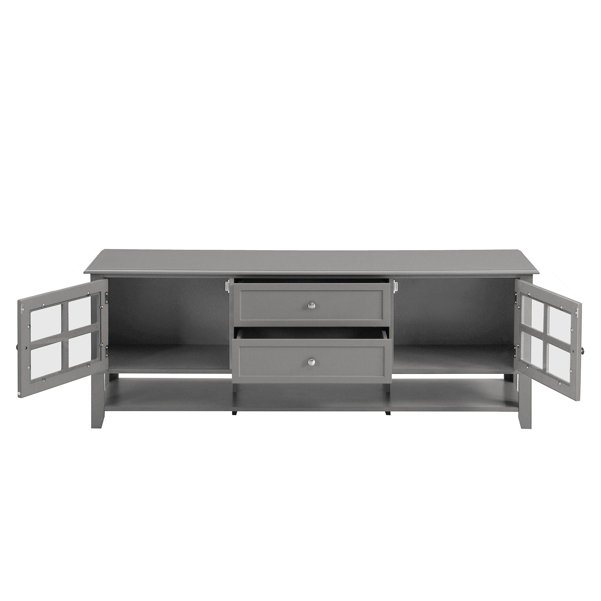 TV Stand, Entertainment Center With Dual Drawers And Hidden Storage, Cabinet With Soft Closing Doors And Sleek Panel Design