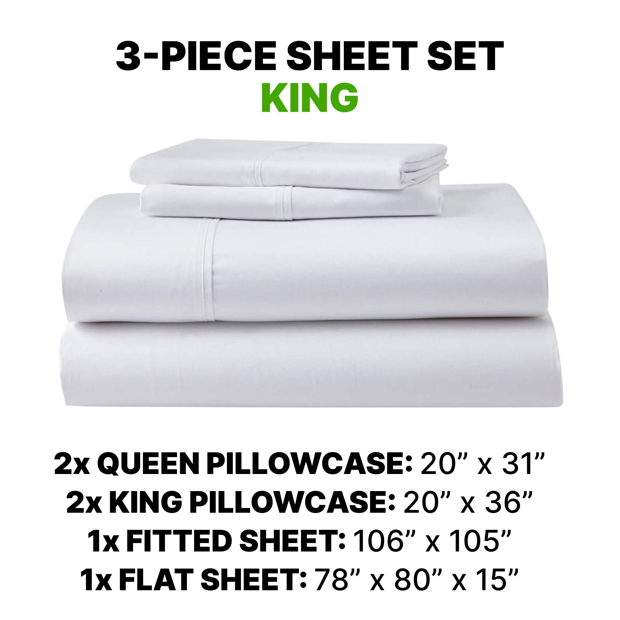 Sheet Set Luxurious Supima Cotton, Wrinkle Resistant, Breathable, With 2 Ghostgrip Band