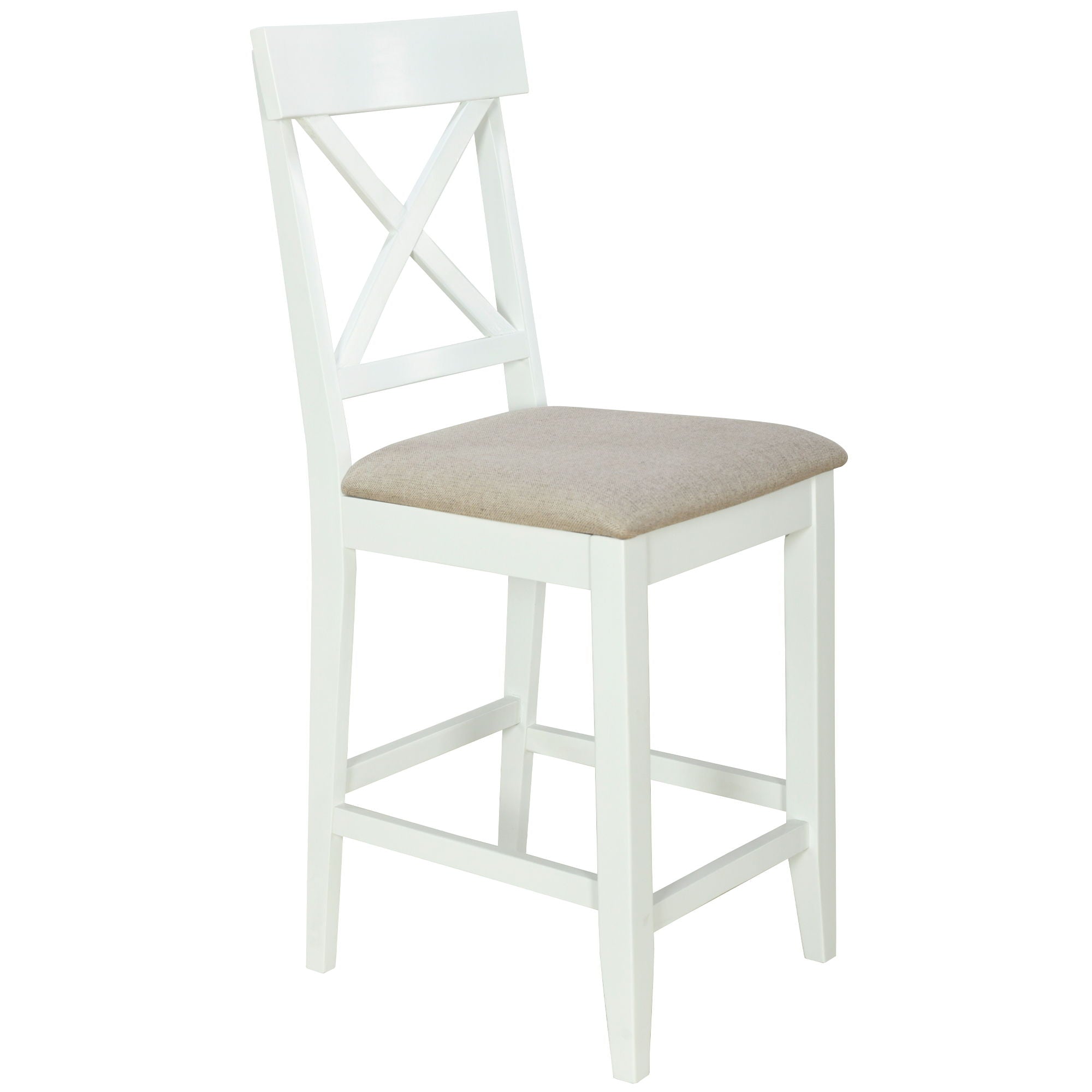 Solid Wood Farmhouse Counter Height Dining Table Set With 3 Tier Storage Shelves