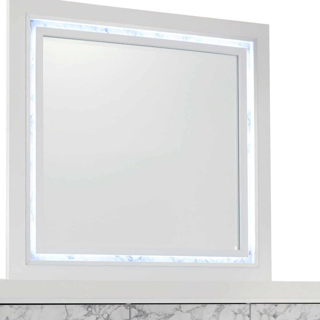 Skye - Marble Mirror - White - Best Buy Furniture