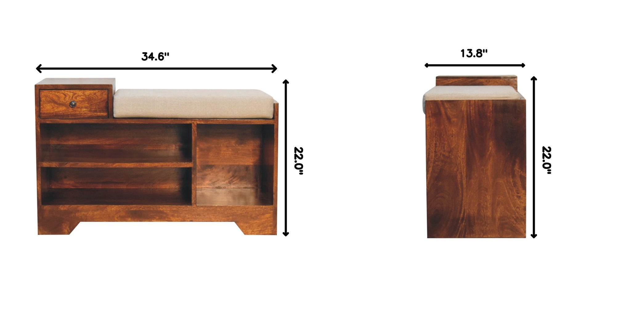 Retreat - Shoe Bench, 1 Drawer - Chestnut - Best Buy Furniture
