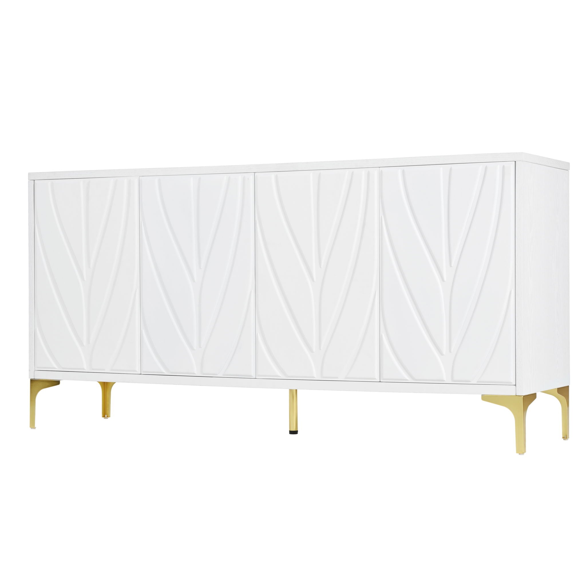 Modern Sideboard Buffet Cabinet With Handleless Press To Open Design With 4 Doors