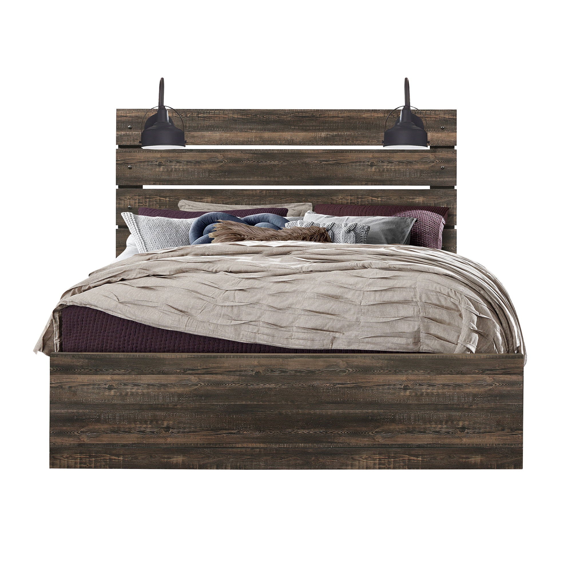 Monica - Full Bed With Panel And Slat Headboard - Dark Oak