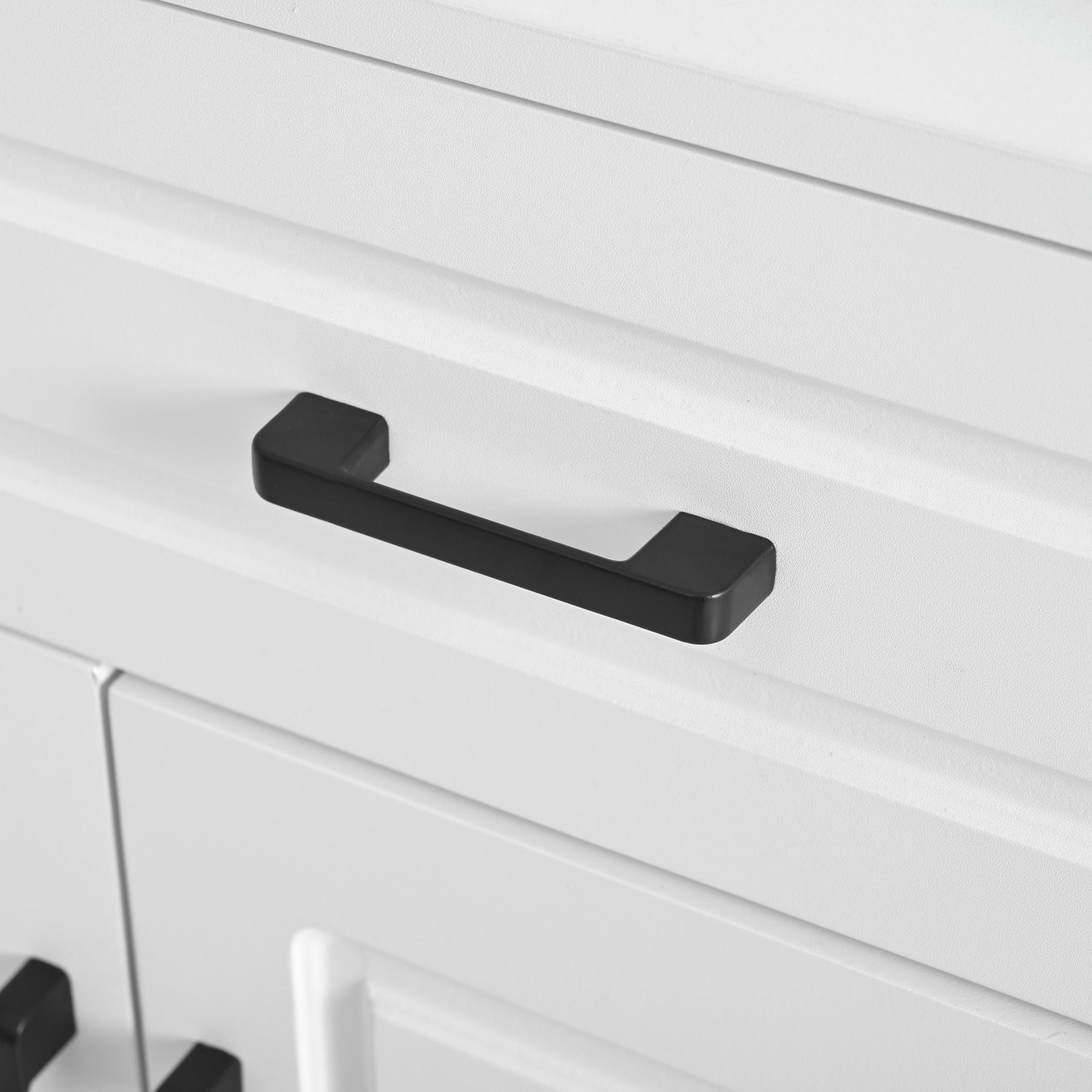 Minimalist 4 Door Shoe Cabinet With Coat Rack, 3 Drawers, 8 Shelves, Metal Hooks And Handles