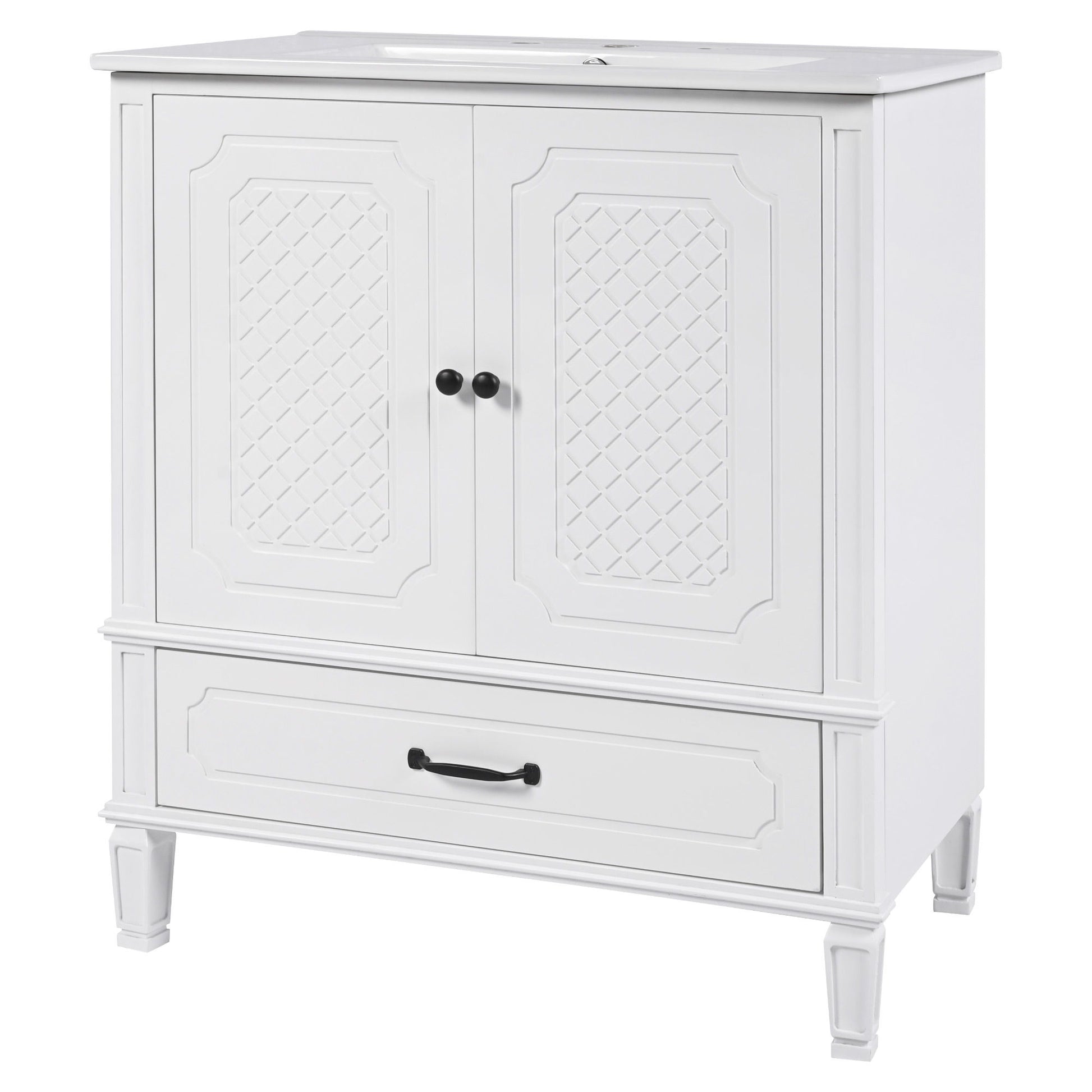 Vintage Style Bathroom Vanity With Sink, Multi Functional Storage, Soft-Closing Door - Best Buy Furniture