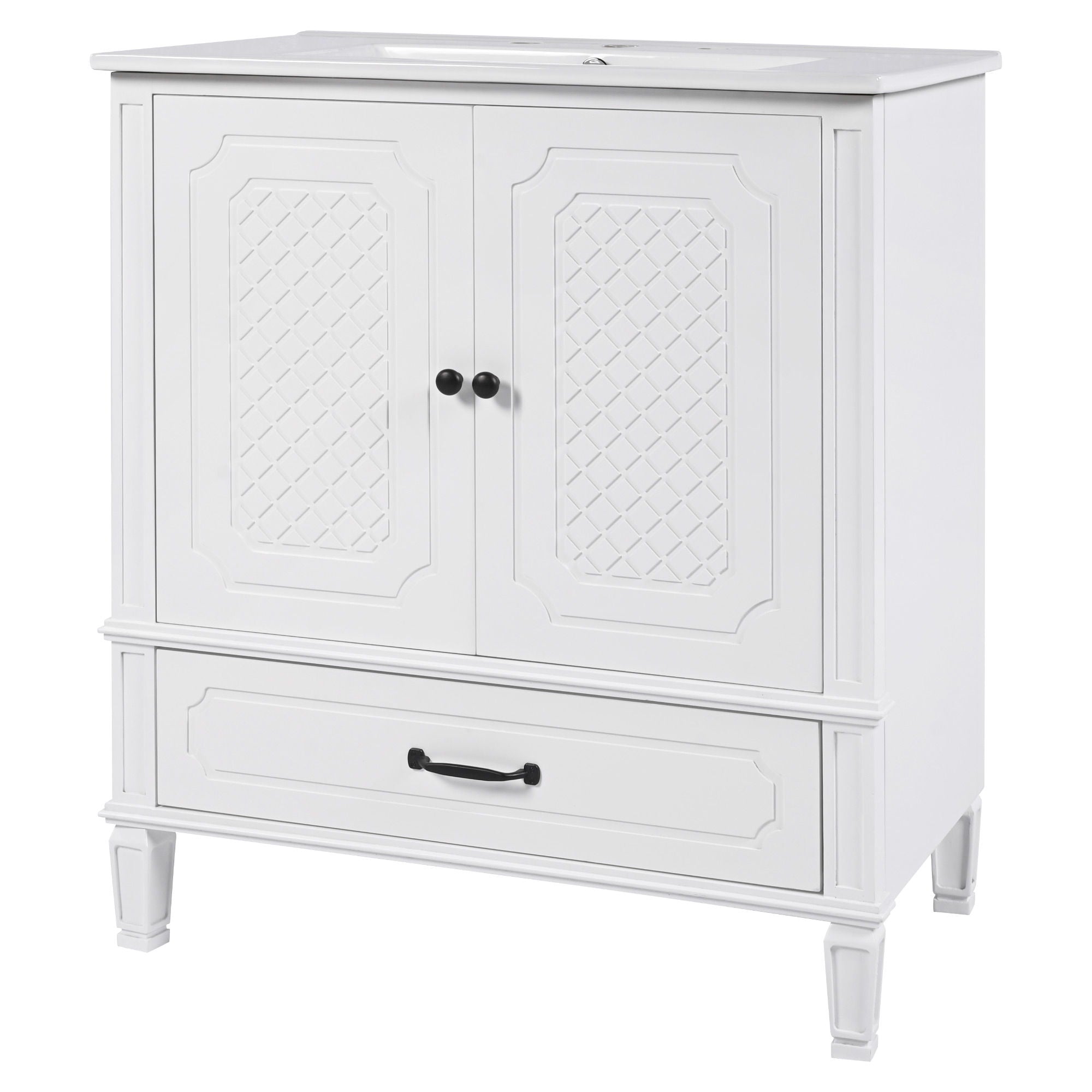 Vintage Style Bathroom Vanity With Sink, Multi Functional Storage, Soft-Closing Door