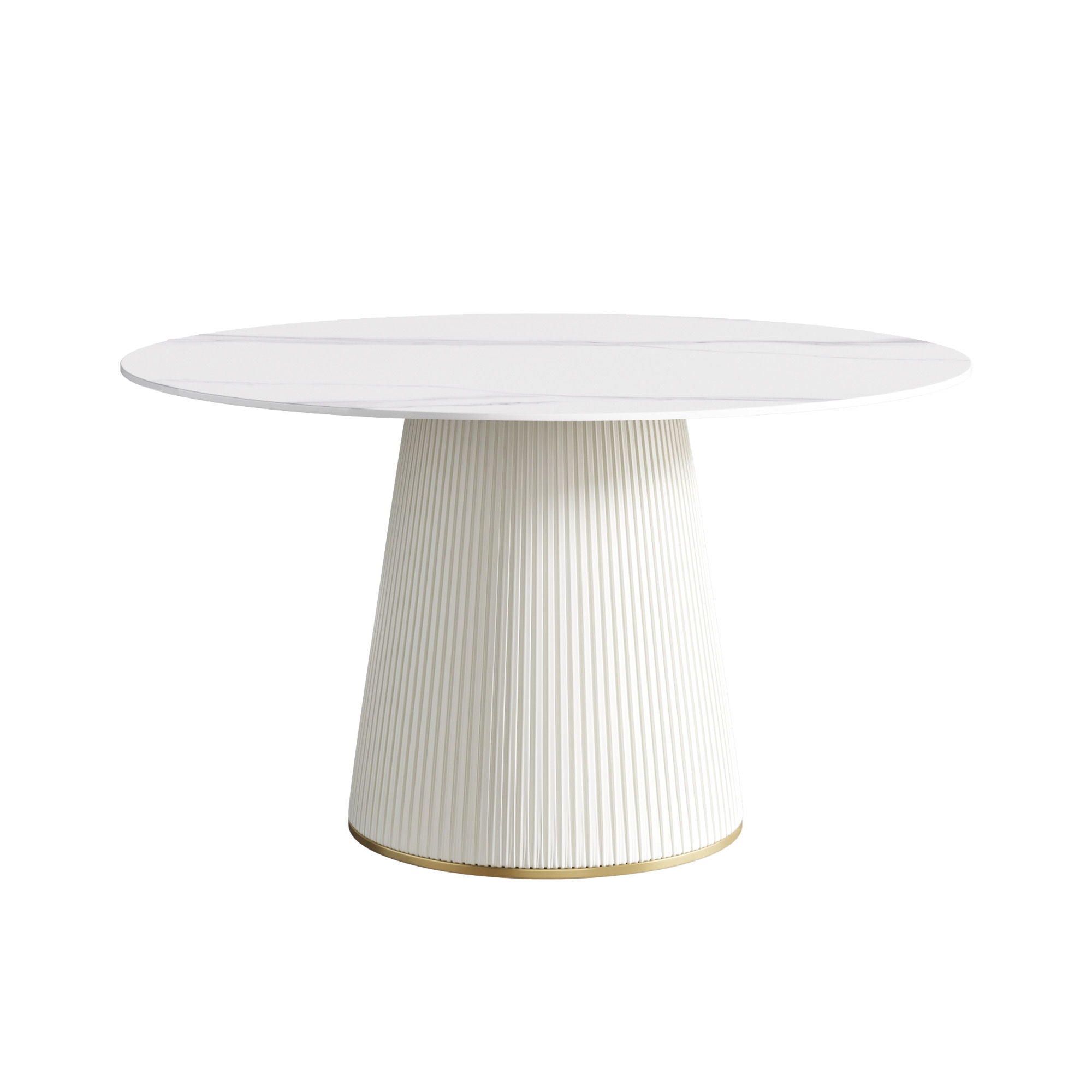 Modern Artificial Stone Round Plywood Base Dining Table, Can Accommodate 6 People, (Not Including Chairs) - White / Beige - Best Buy Furniture