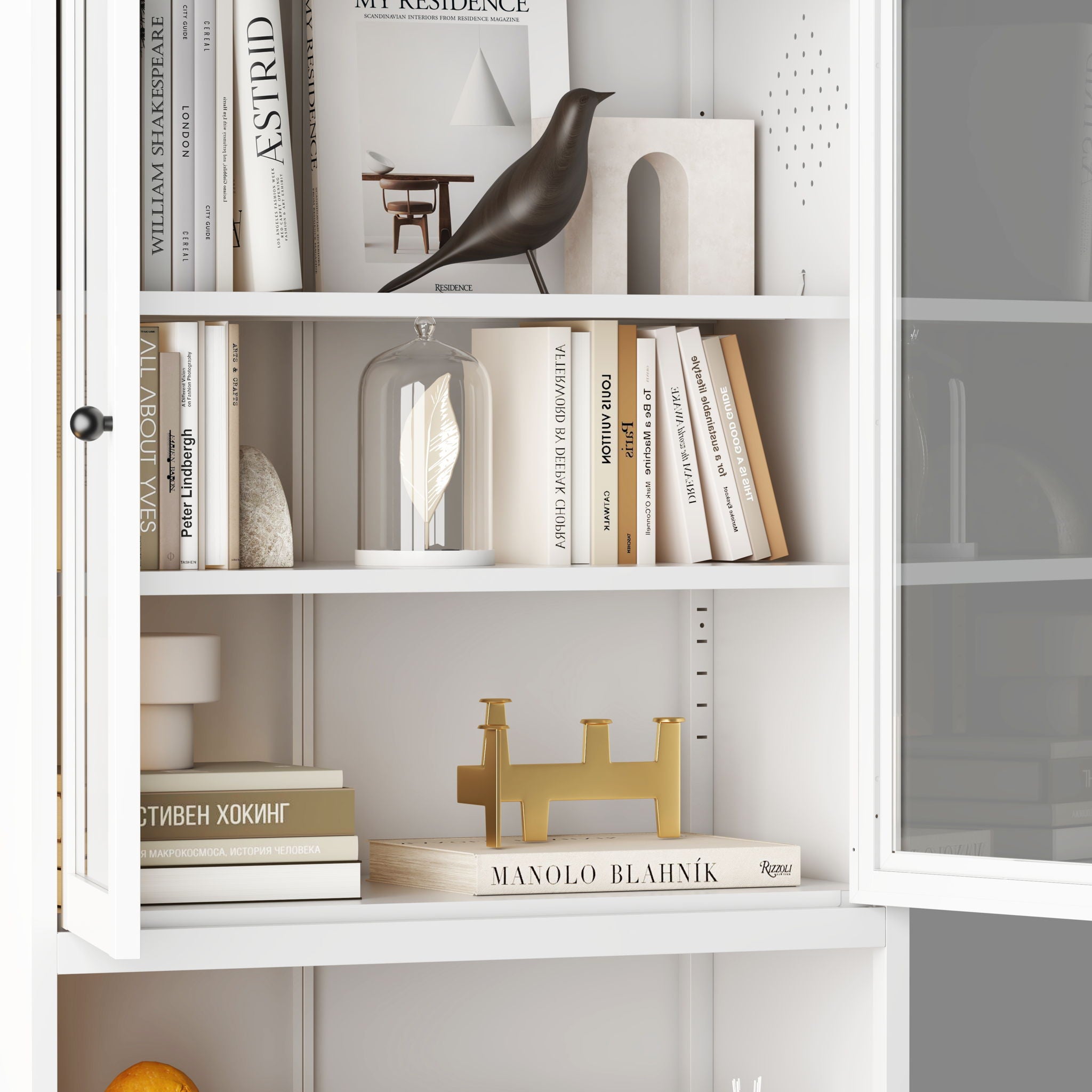 Kitchen Pantry Cabinet With 5 Adjustable Shelves, Freestanding Storage For Kitchen - White