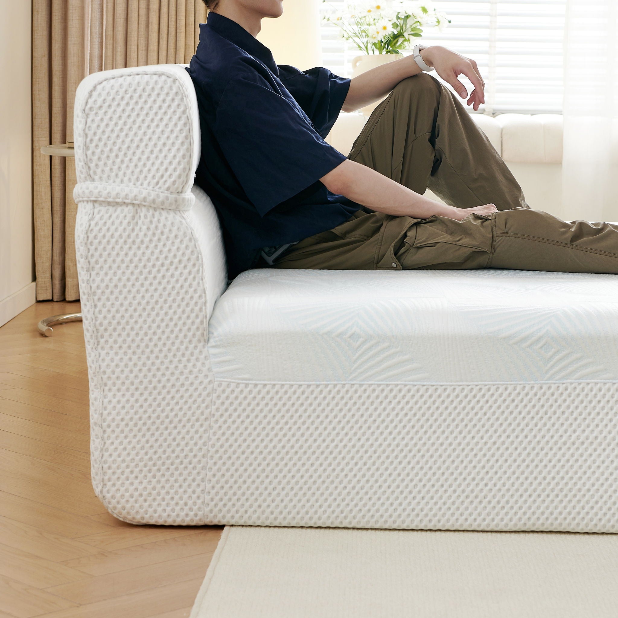 Full Mattress & Bed Frame With Cool , Innovative All In One, Pressure Relief, Motion Isolation - White
