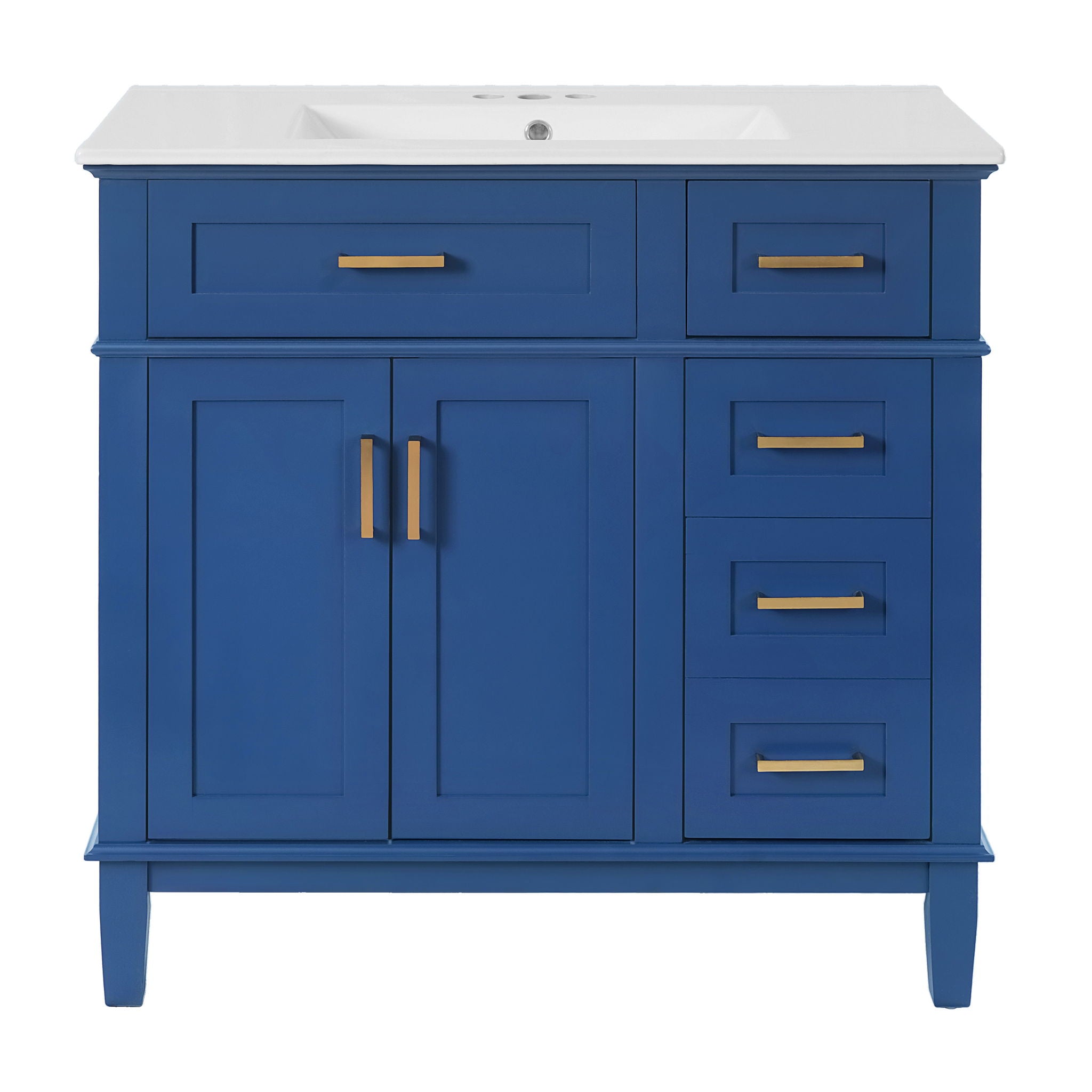 Bathroom Vanity With Sink, Soft Close Doors, Construction - Blue