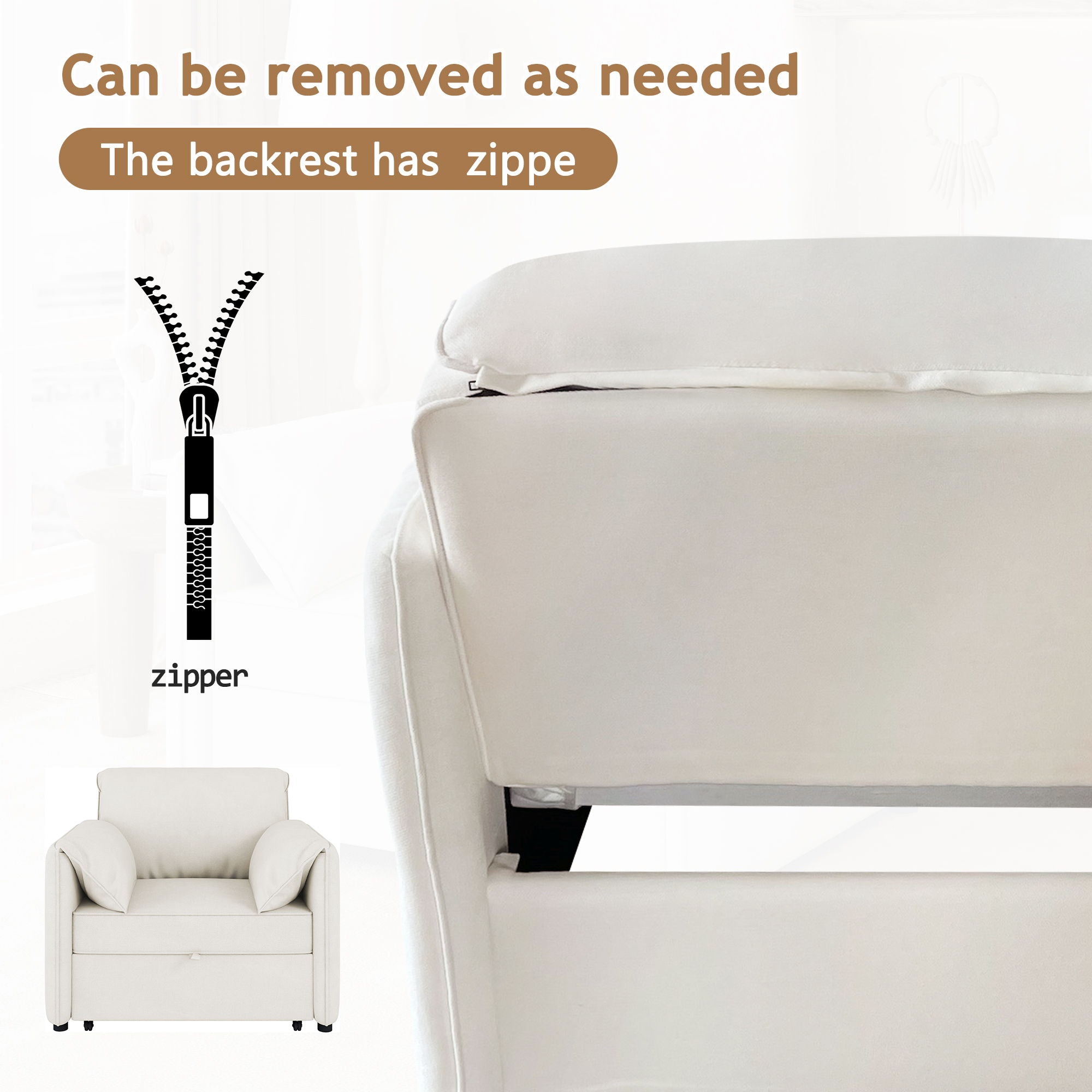 Convertible Pull Out Sofa Bed, 3 In 1 Convertible Sleeper Chair Adjustable Backrest With Thicked Cushions