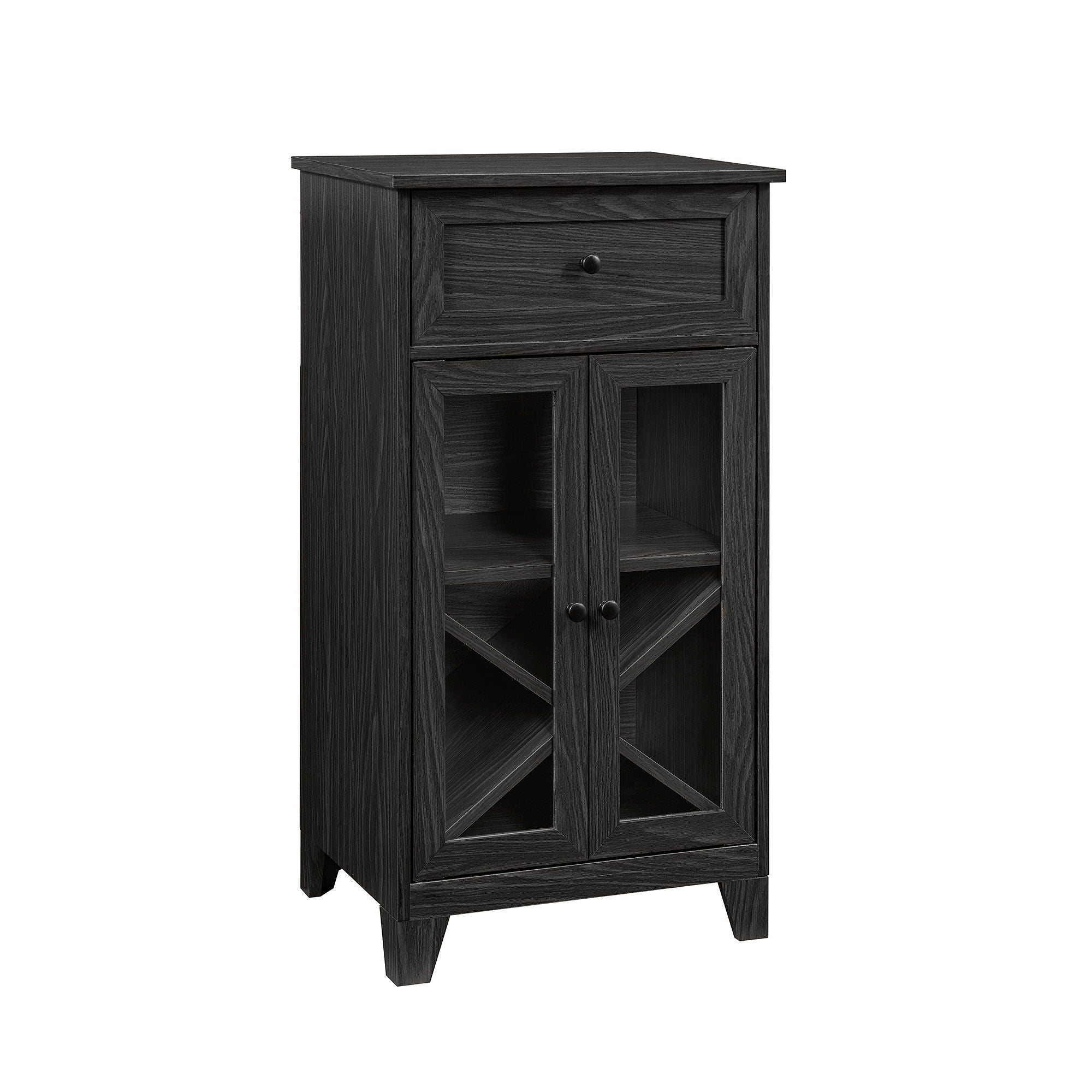 Classic Glass Door Bar Cabinet With Bottle Storage - Graphite - Best Buy Furniture