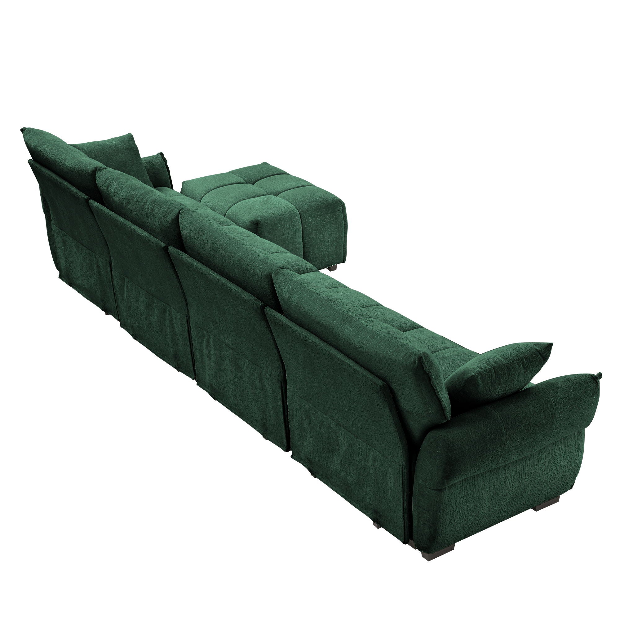 Sofa Set With Ottoman And Pillows, Textured, High Resilience Cushions
