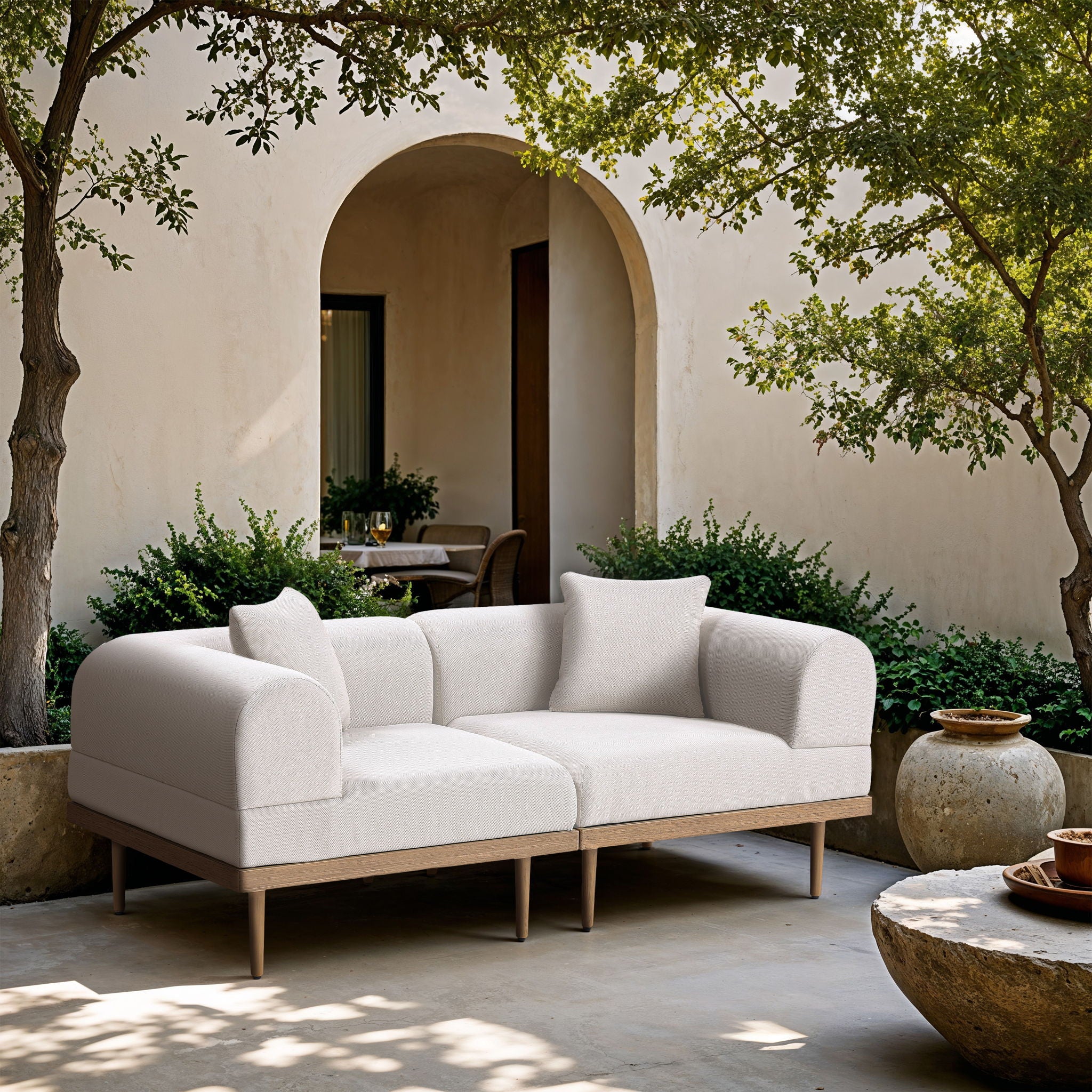 Laguna - 2 Piece Resilient Water Resistant Fabric 71" Upholstered Outdoor Patio Modular Loveseat