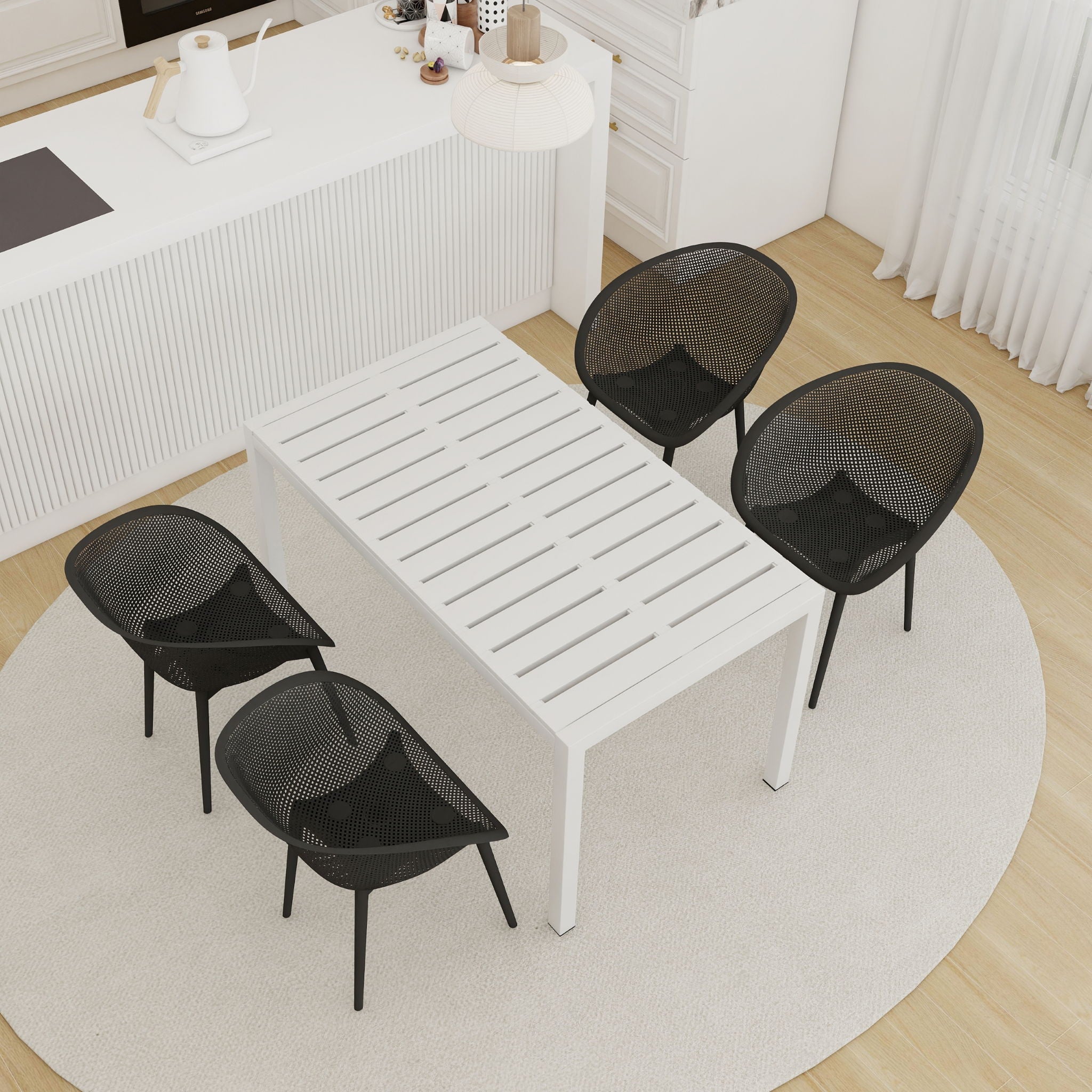 2 Piece Durable Single Chair With Mesh Hollow Out Design