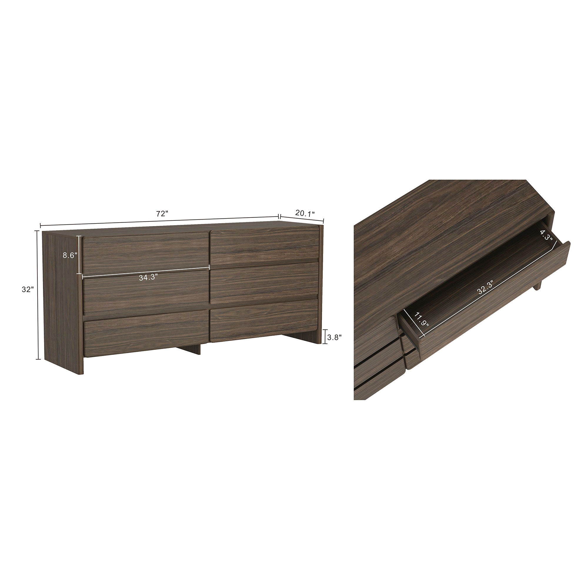 Linda - Double Wide Dresser With 6 Drawers