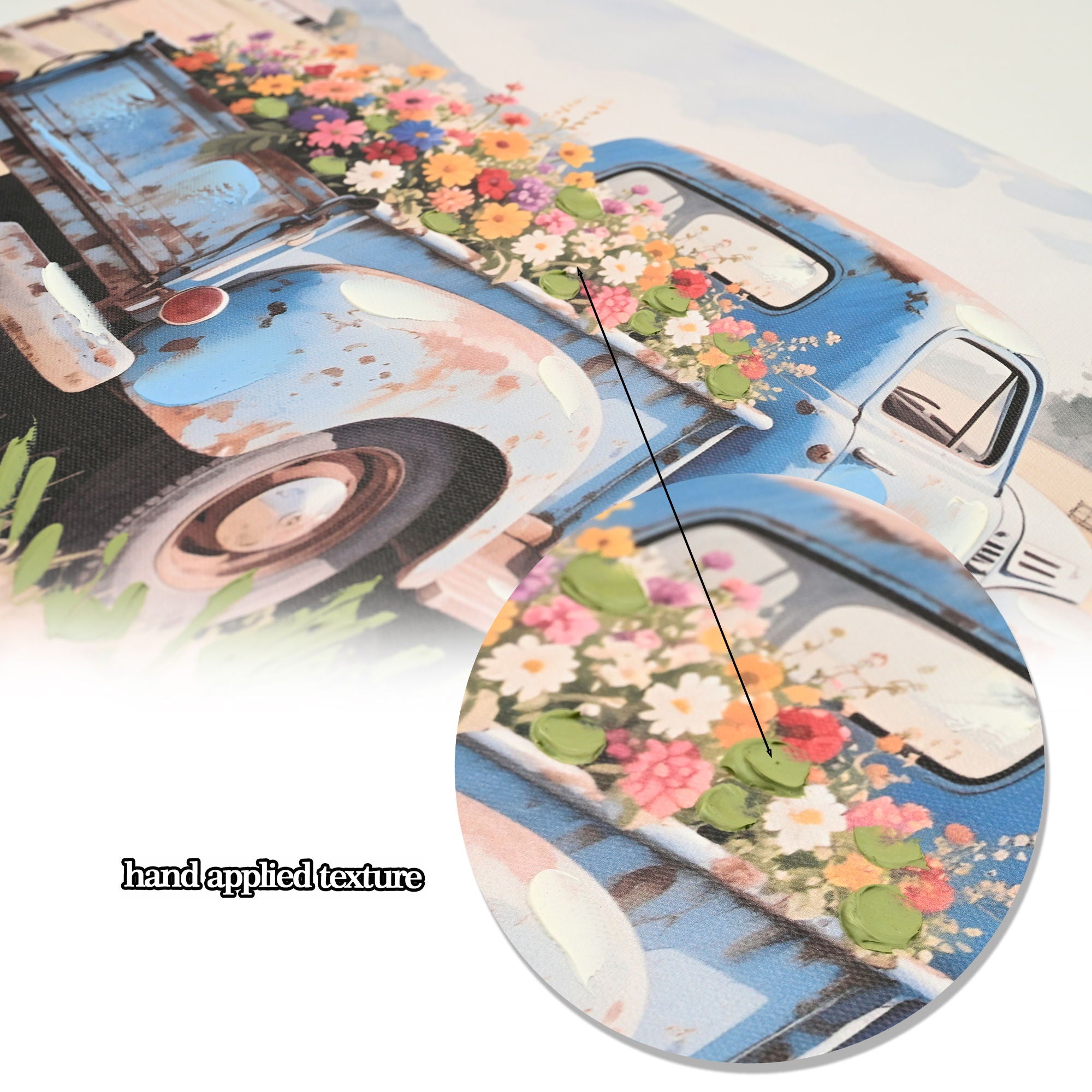 Old Truck Canvas Wall Art For Spring Decor - Blue Cars