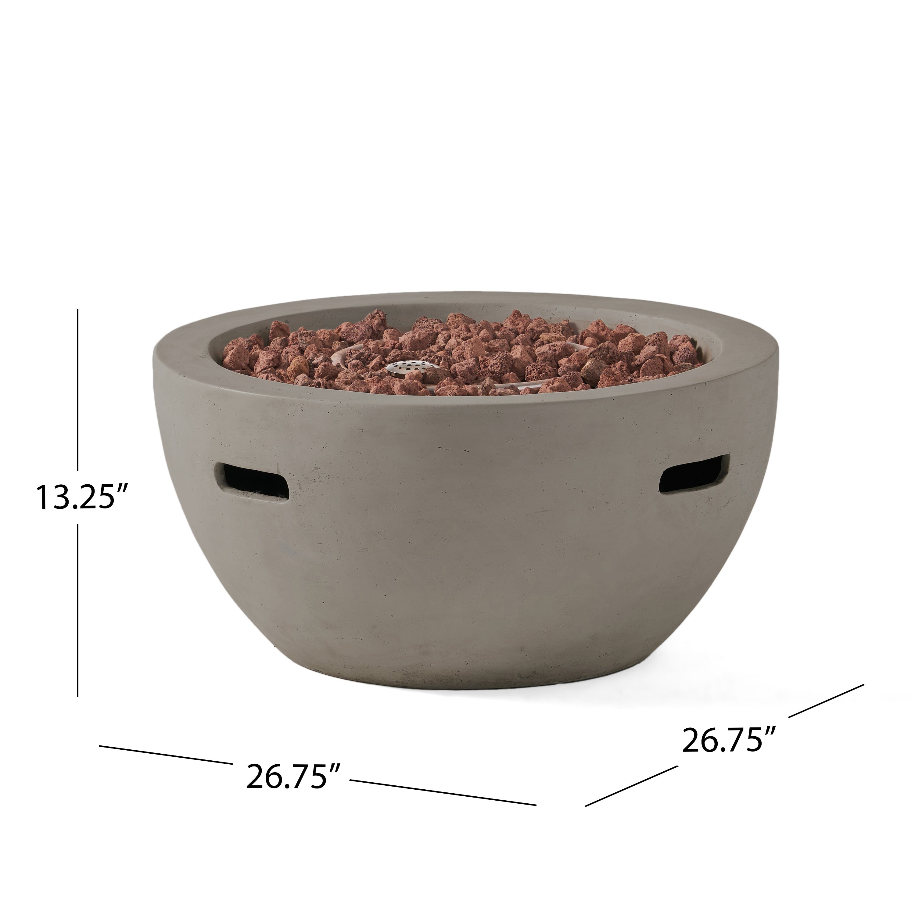27" Bowl Shaped MGO Propane Fire Pit - Light Grey